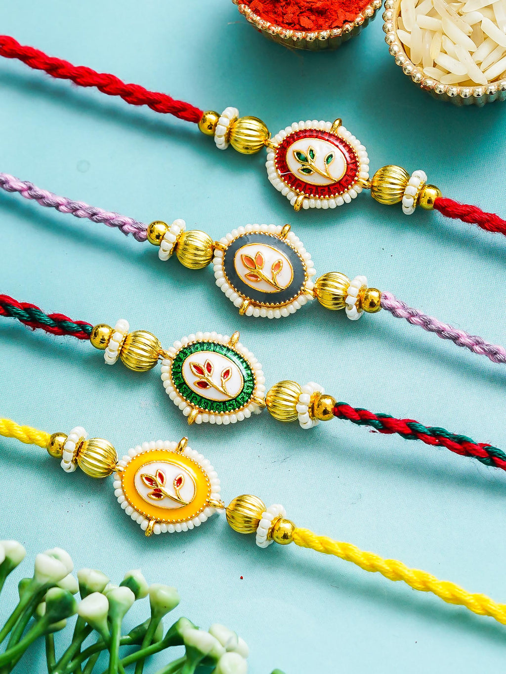 Traditional Rakhi Set with Free Chawal & Kumkum