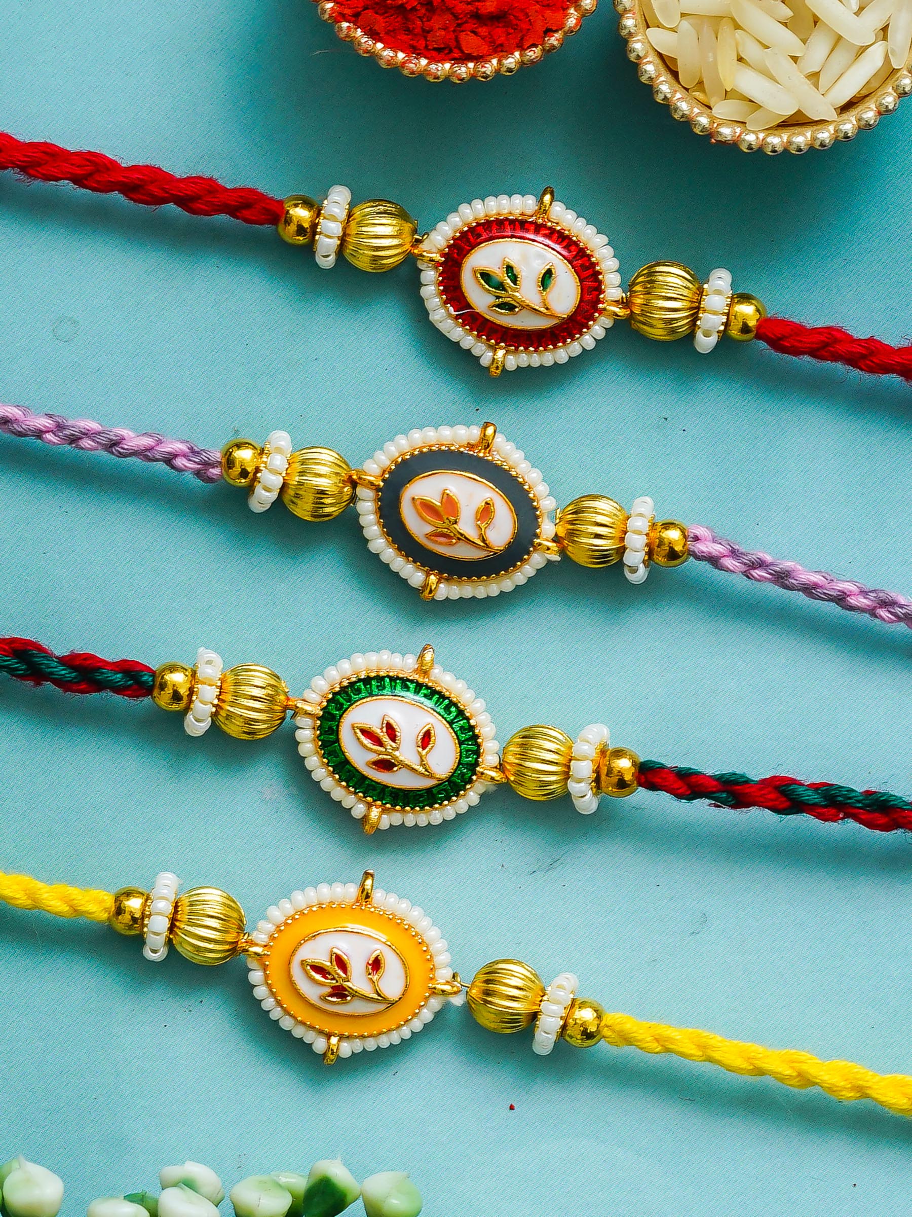 Traditional Rakhi Set with Free Chawal & Kumkum