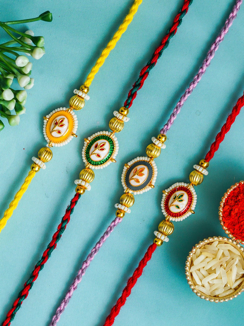 Traditional Rakhi Set with Free Chawal & Kumkum