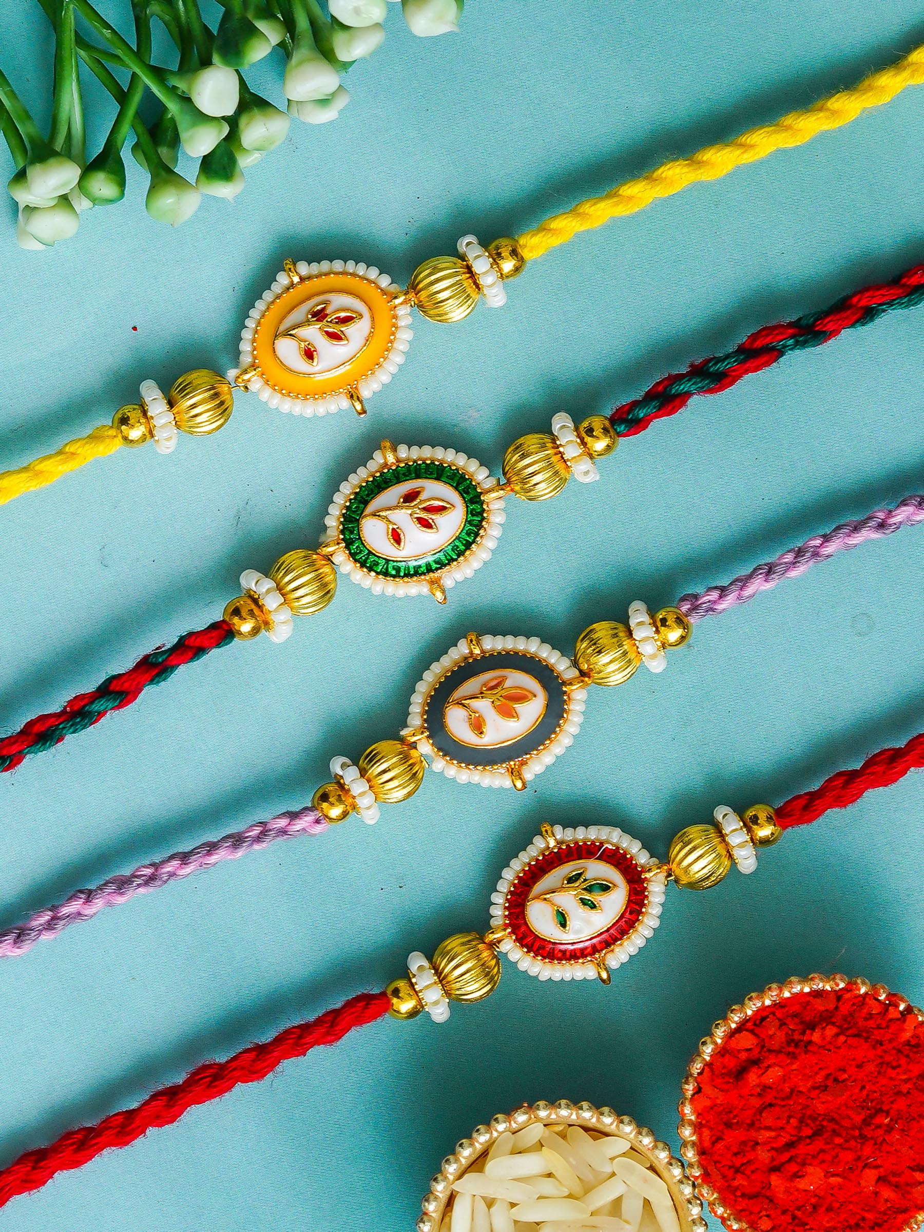 Traditional Rakhi Set with Free Chawal & Kumkum