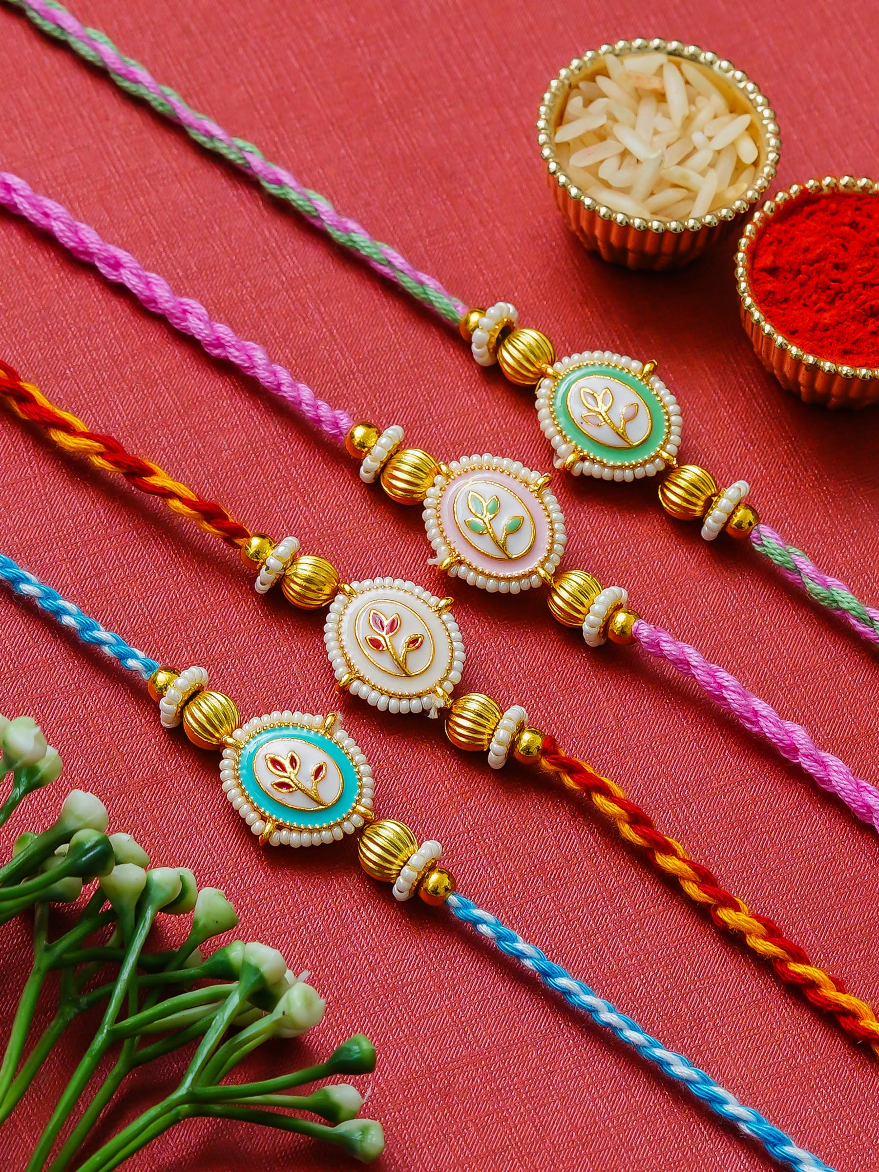 Traditional Rakhi Set with Free Chawal & Kumkum