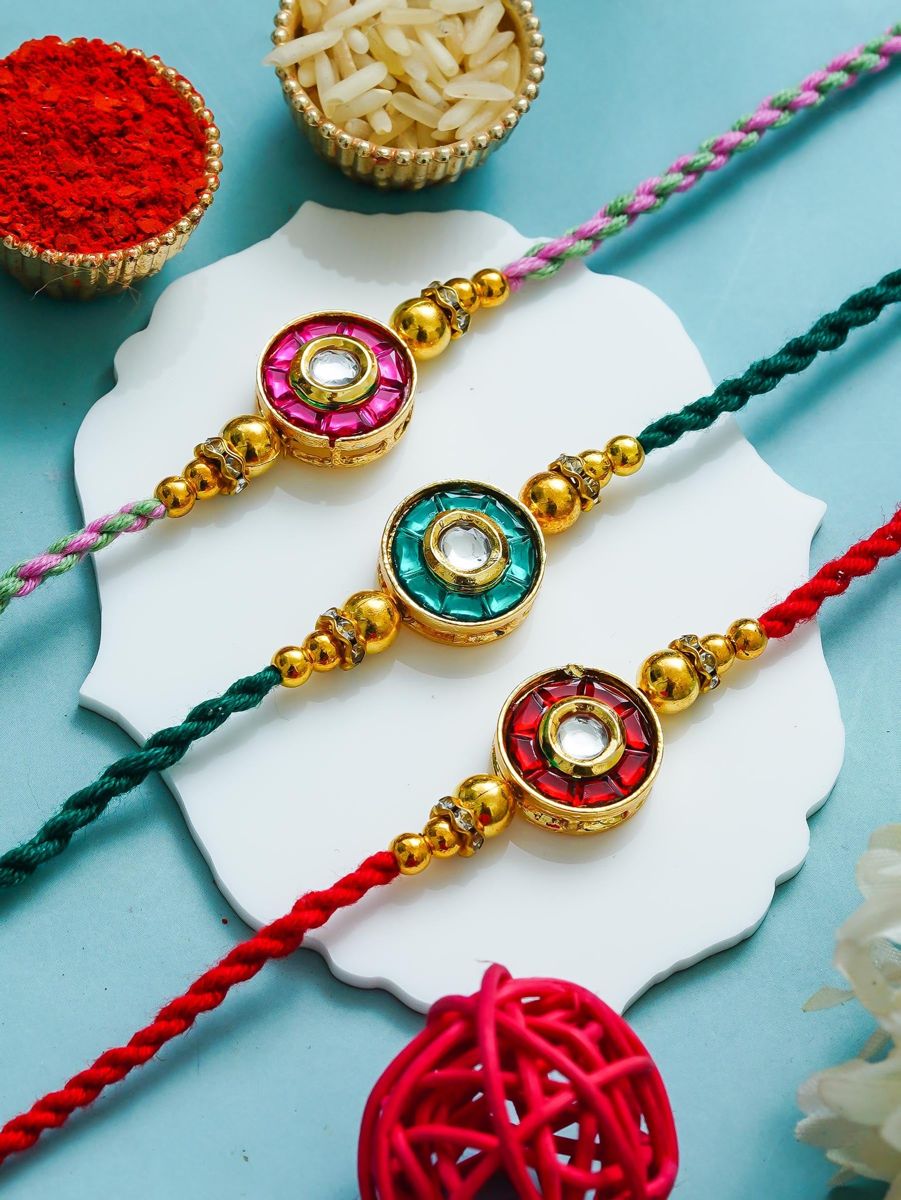 Traditional Rakhi Set with Free Chawal & Kumkum