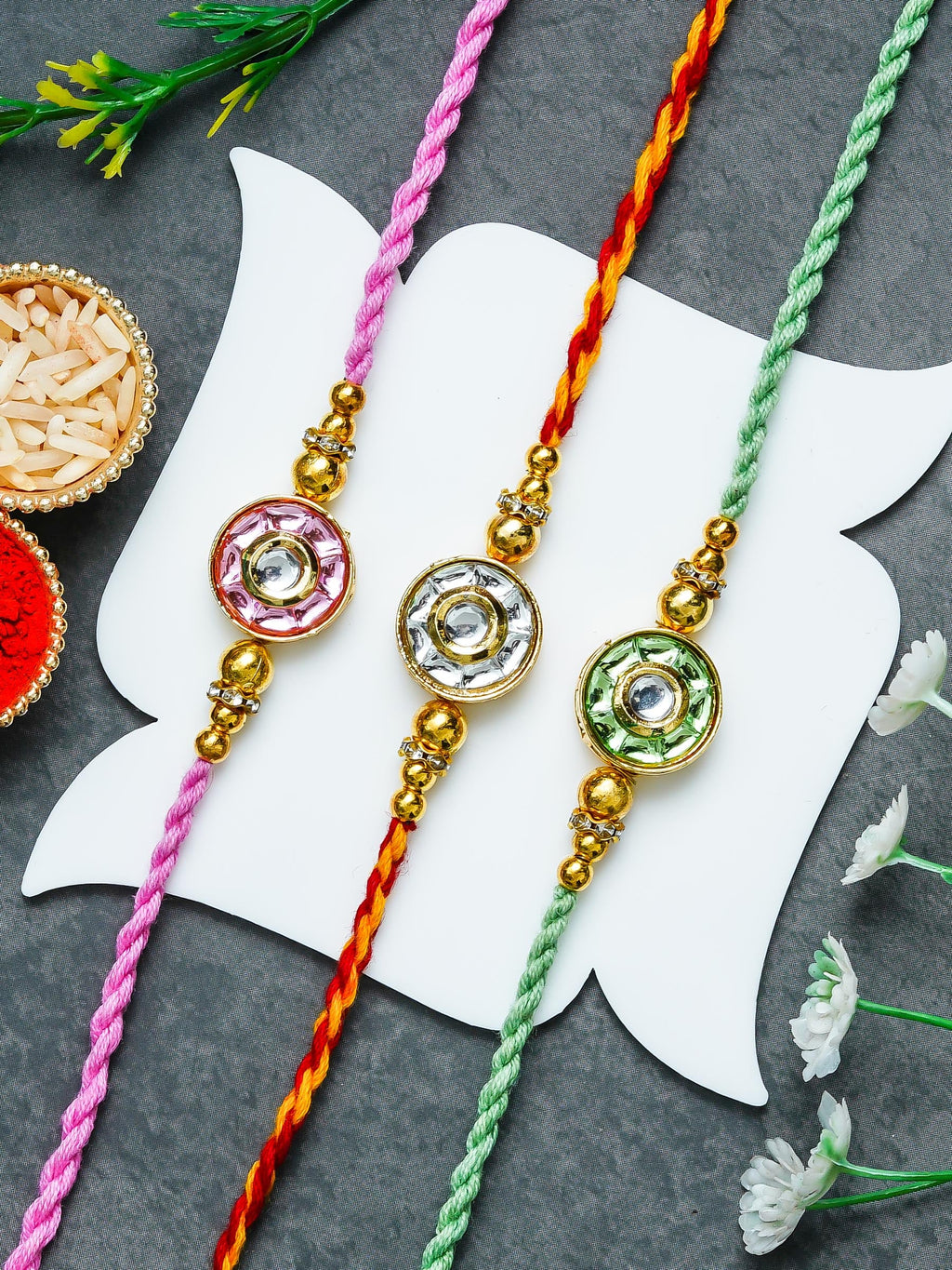 Traditional Rakhi Set with Free Chawal & Kumkum