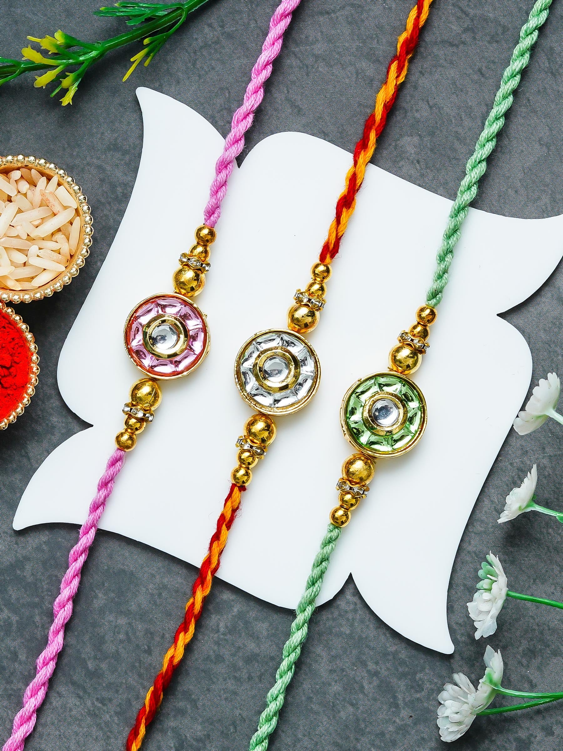 Traditional Rakhi Set with Free Chawal & Kumkum