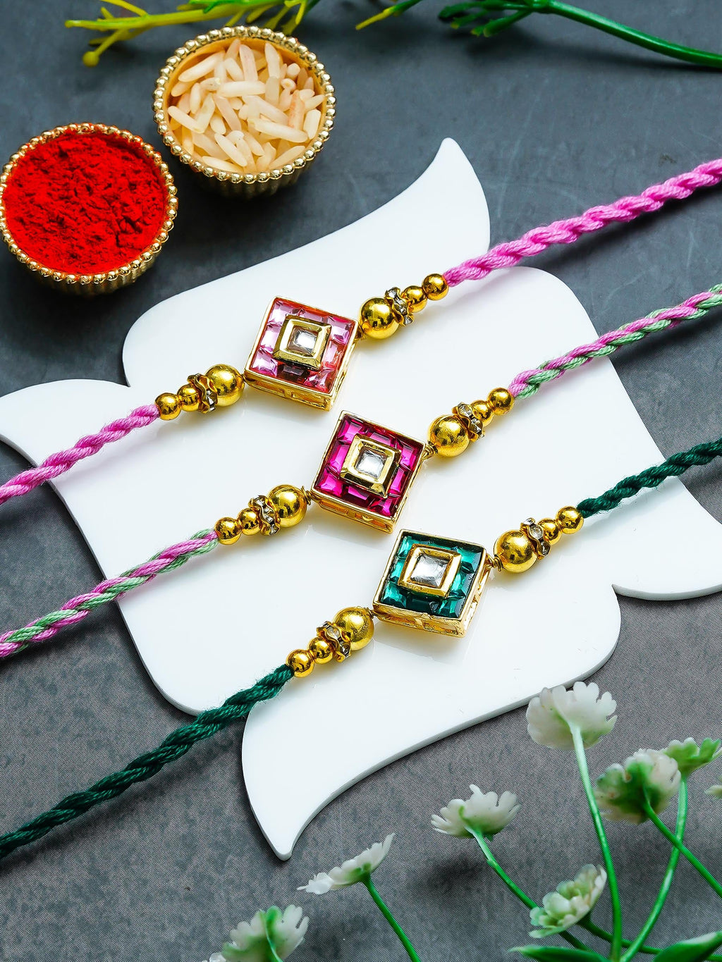 Traditional Rakhi Set with Free Chawal & Kumkum
