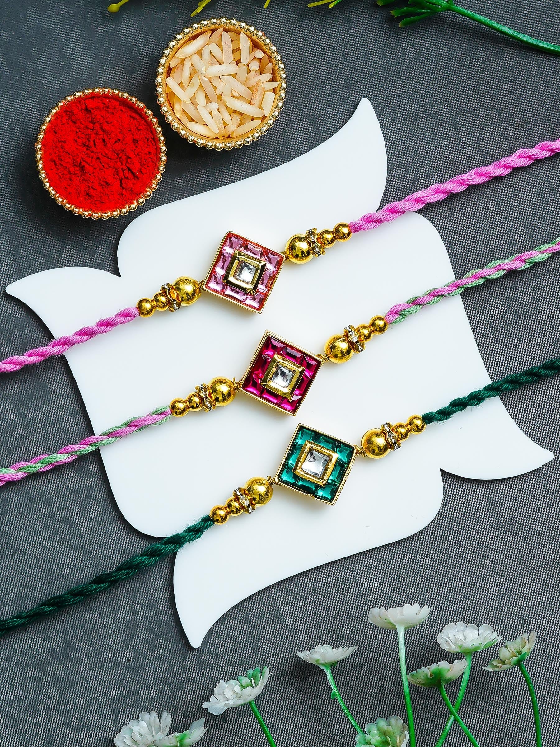 Traditional Rakhi Set with Free Chawal & Kumkum