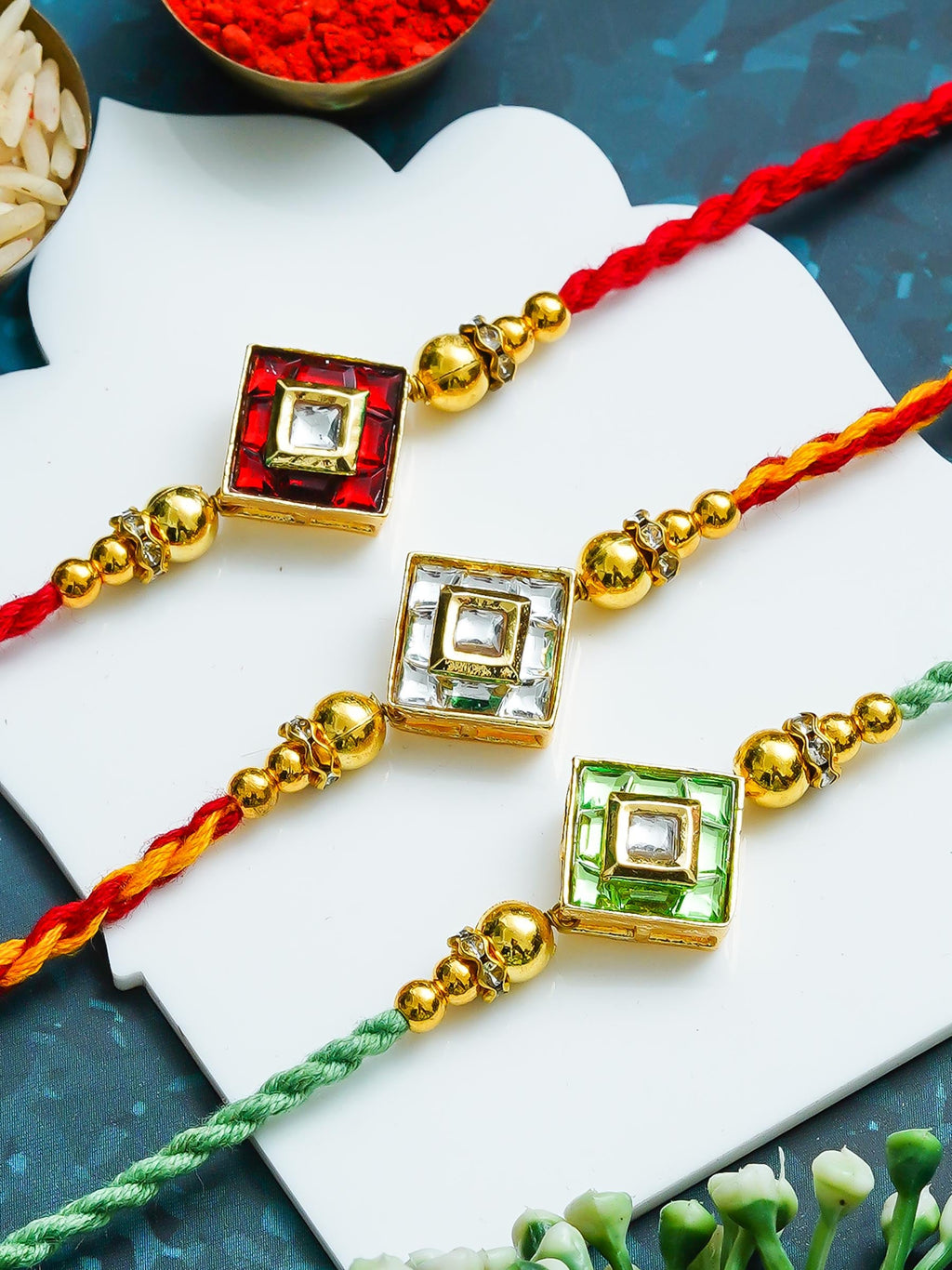 Traditional Rakhi Set with Free Chawal & Kumkum