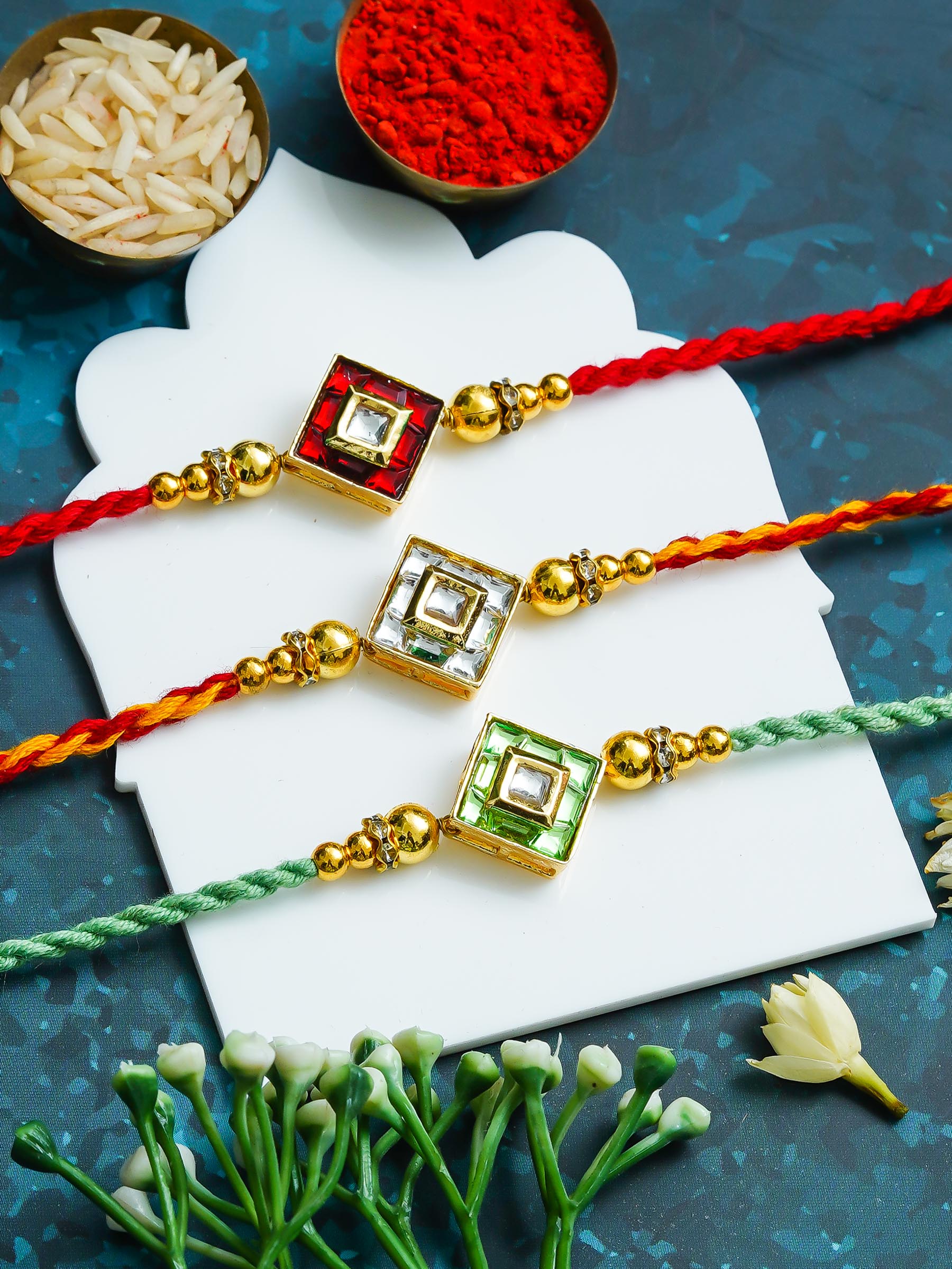 Traditional Rakhi Set with Free Chawal & Kumkum