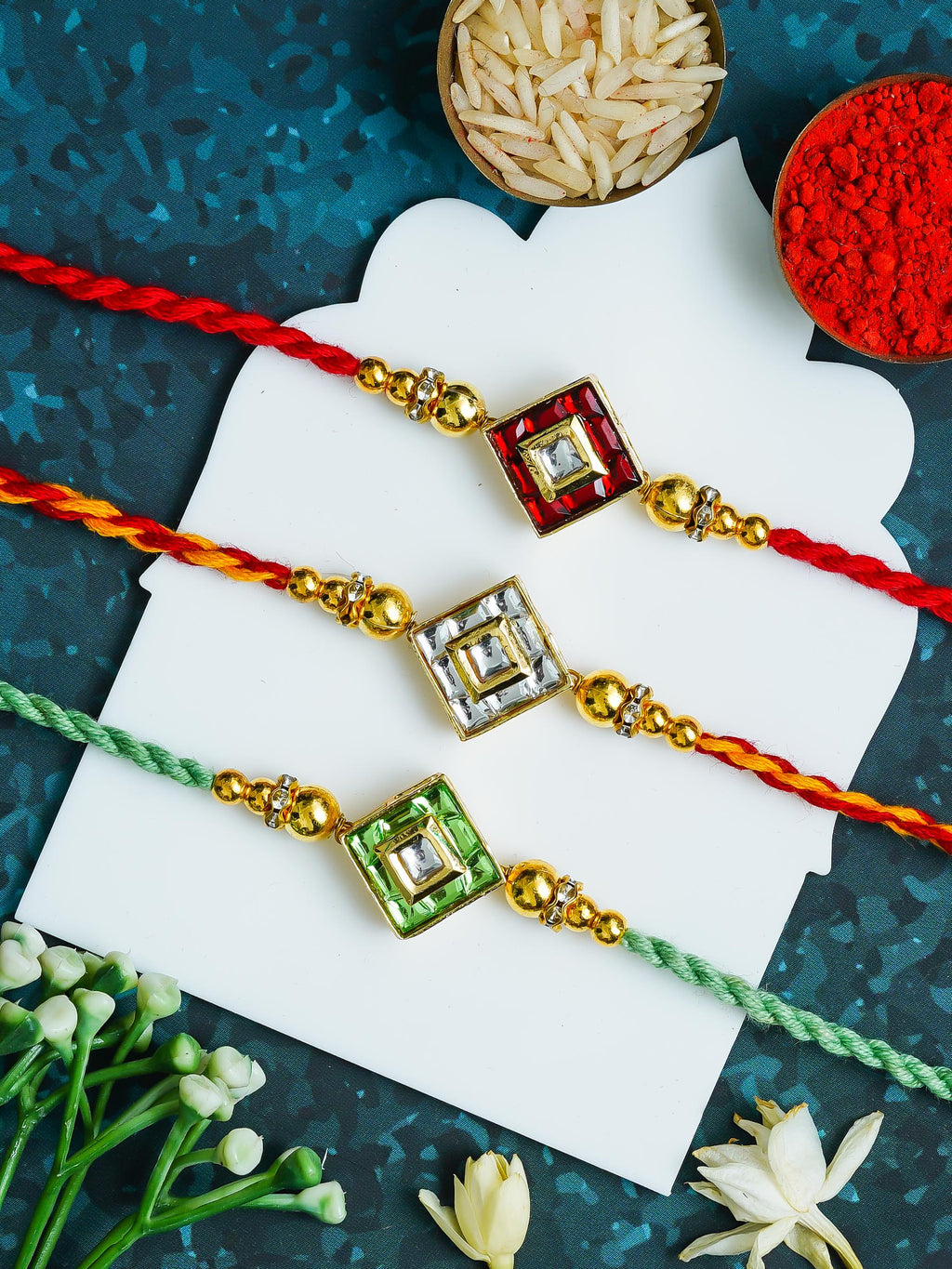 Traditional Rakhi Set with Free Chawal & Kumkum