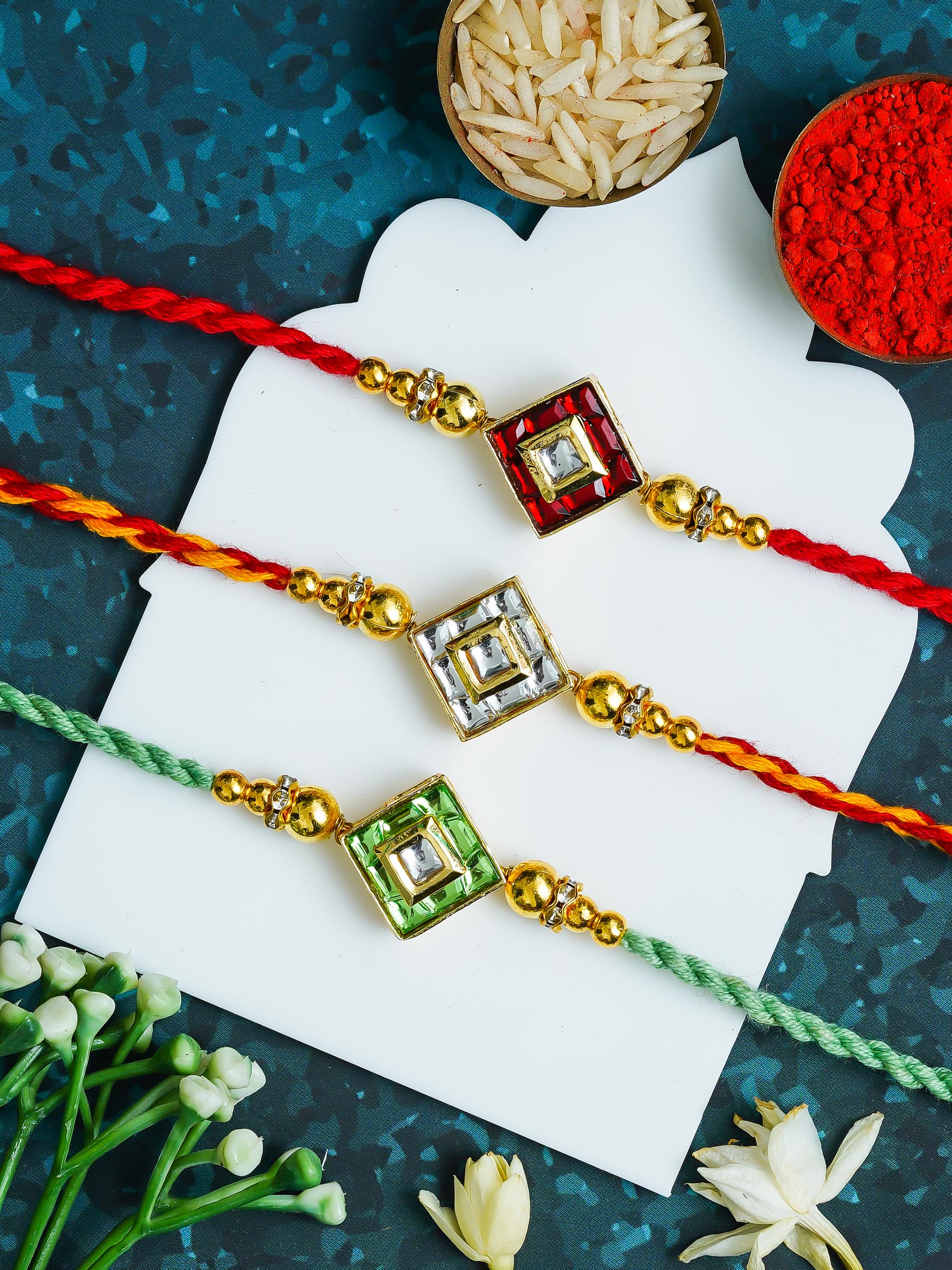 Traditional Rakhi Set with Free Chawal & Kumkum