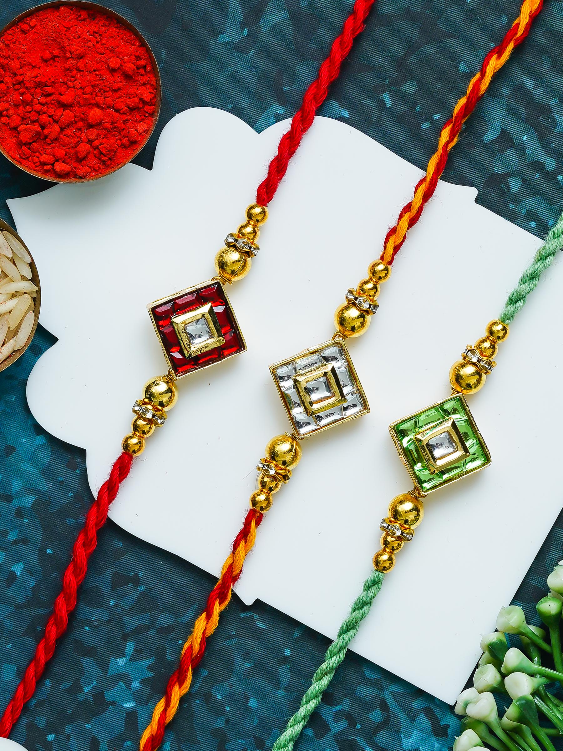 Traditional Rakhi Set with Free Chawal & Kumkum