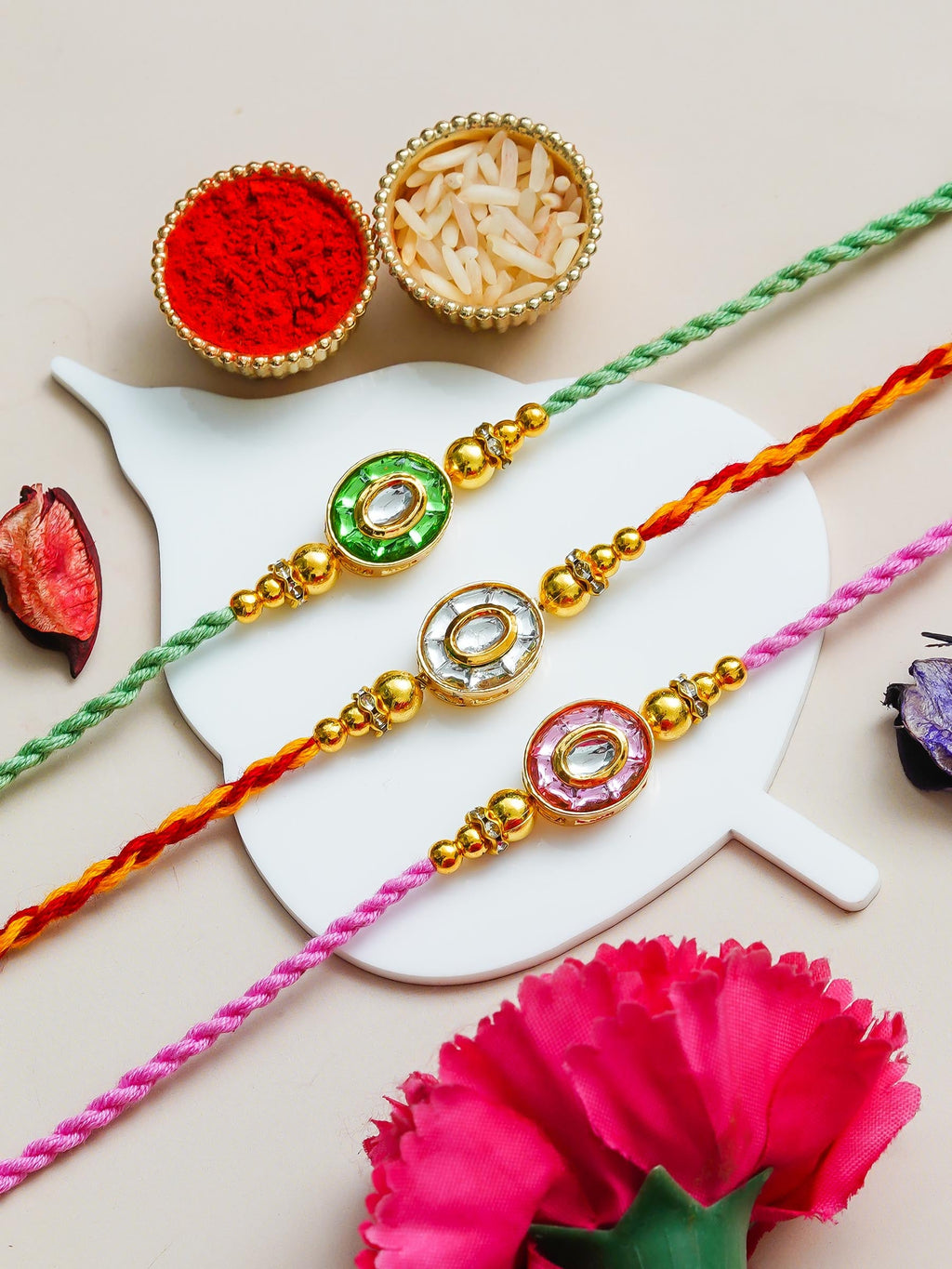 Traditional Rakhi Set with Free Chawal & Kumkum