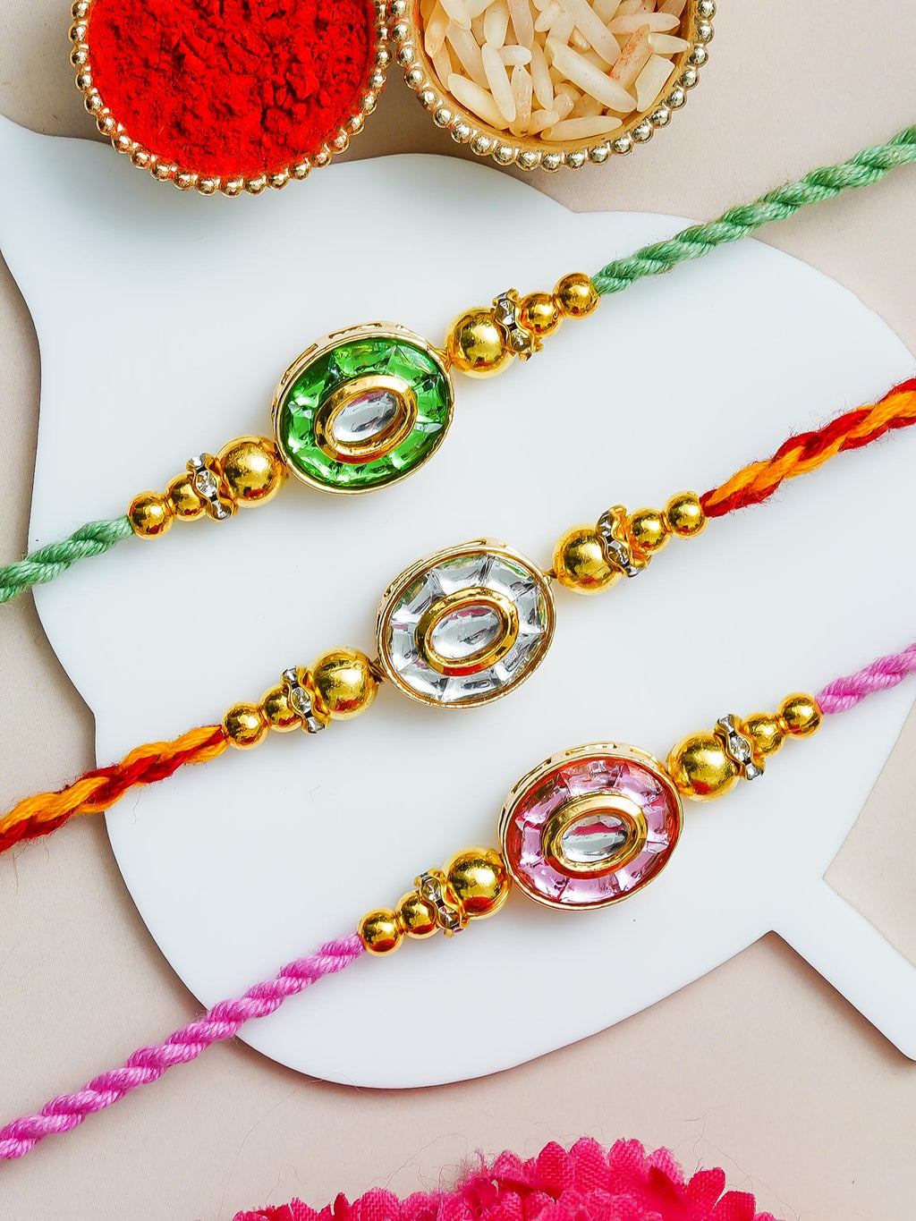 Traditional Rakhi Set with Free Chawal & Kumkum