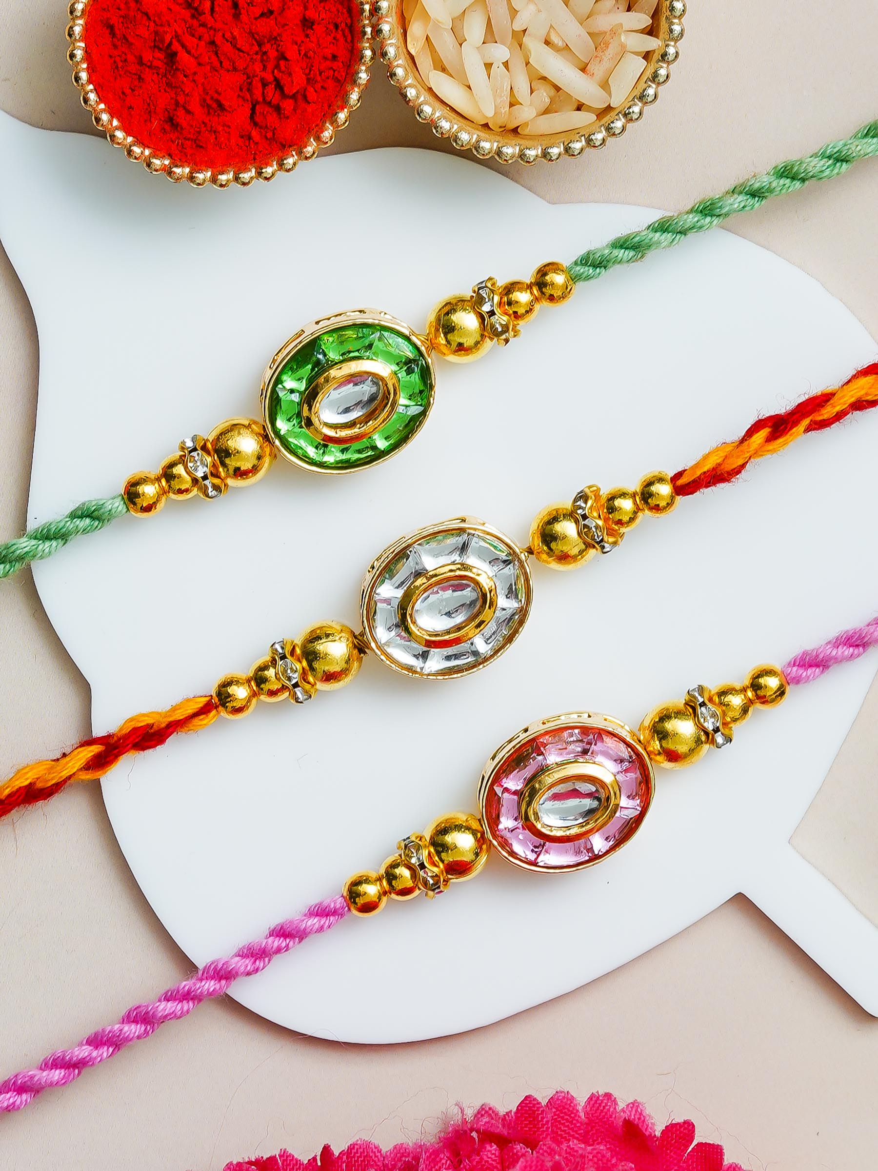 Traditional Rakhi Set with Free Chawal & Kumkum