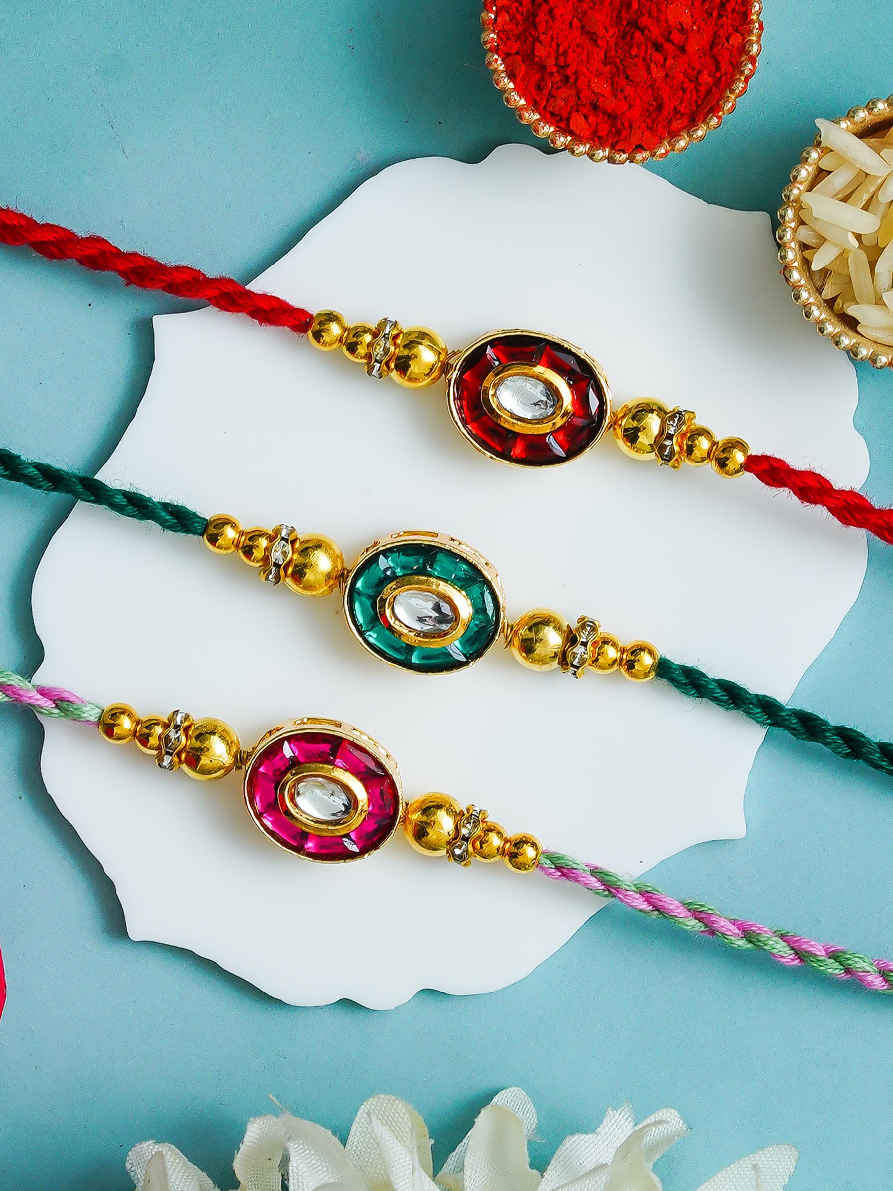 Traditional Rakhi Set with Free Chawal & Kumkum