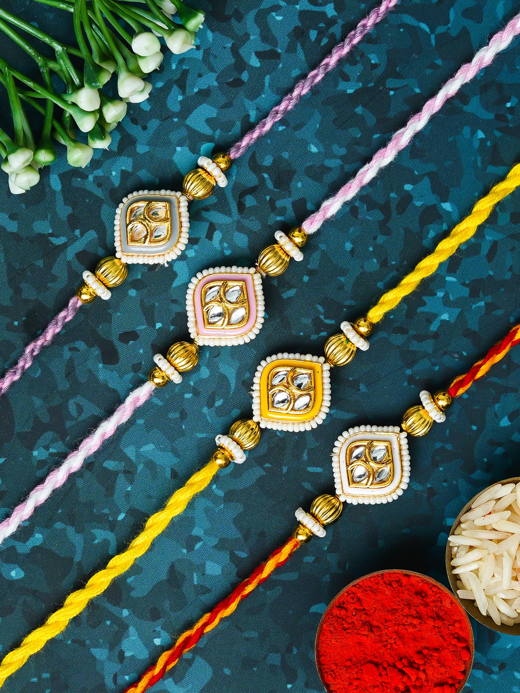 Traditional Rakhi Set with Free Chawal & Kumkum