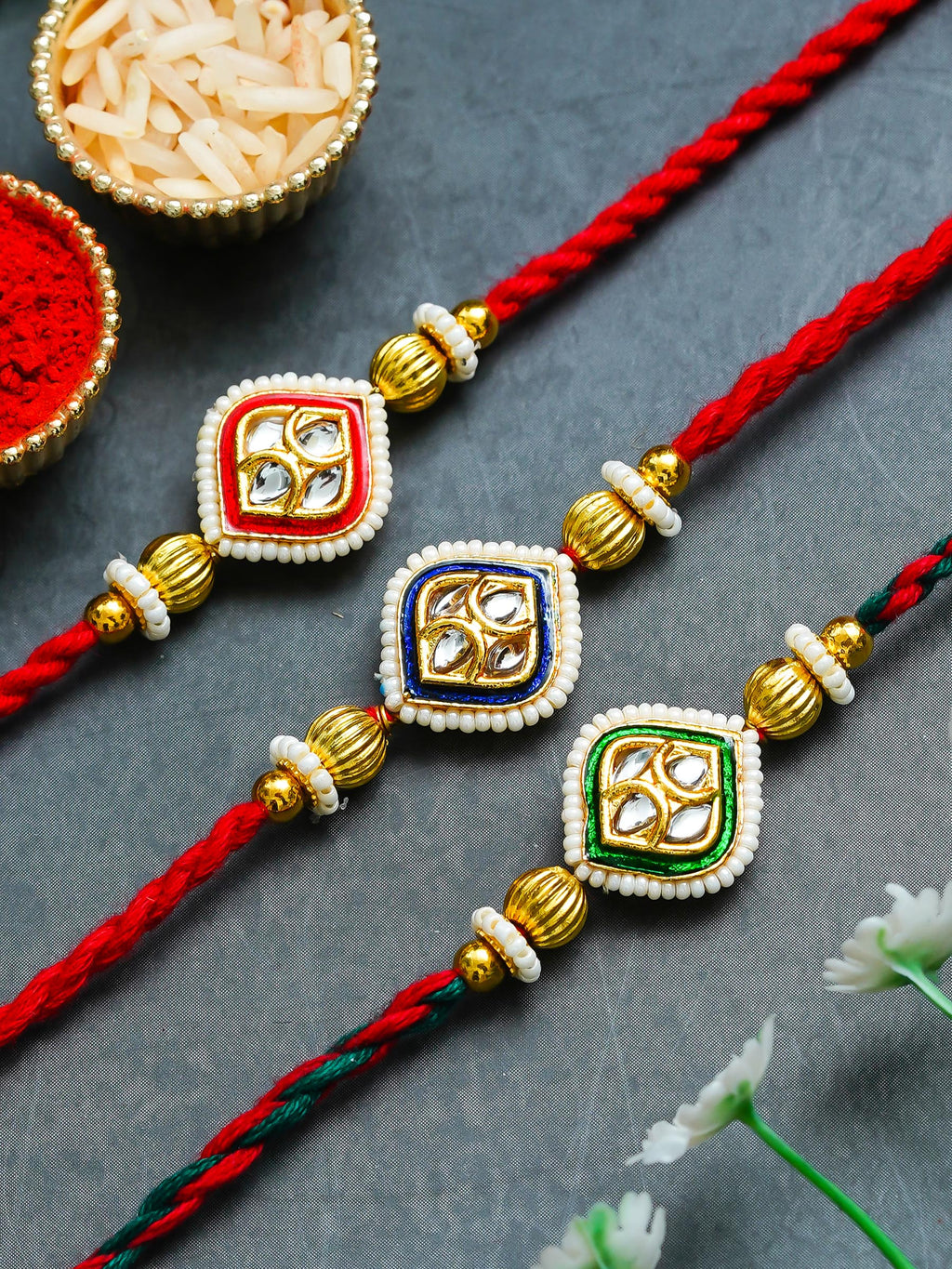 Traditional Rakhi Set with Free Chawal & Kumkum