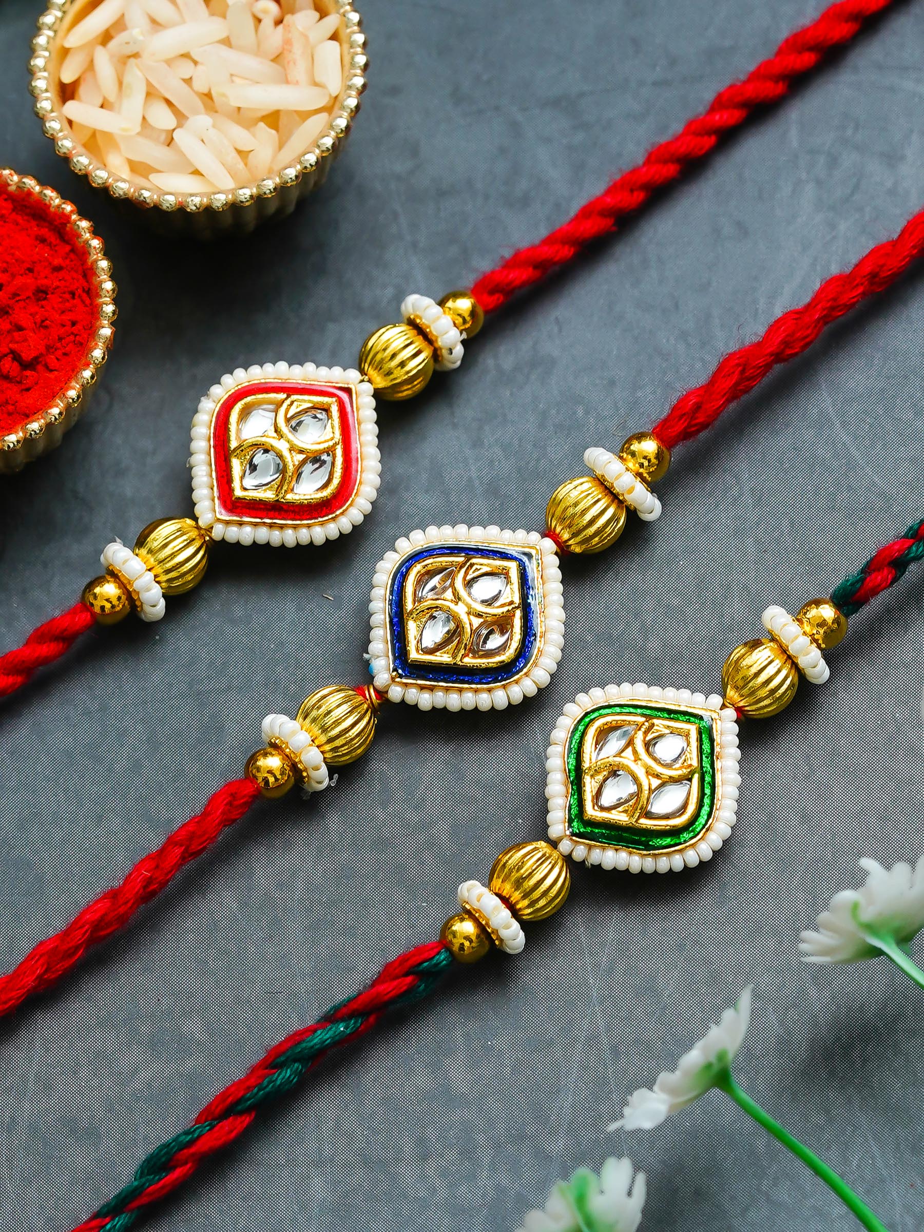 Traditional Rakhi Set with Free Chawal & Kumkum