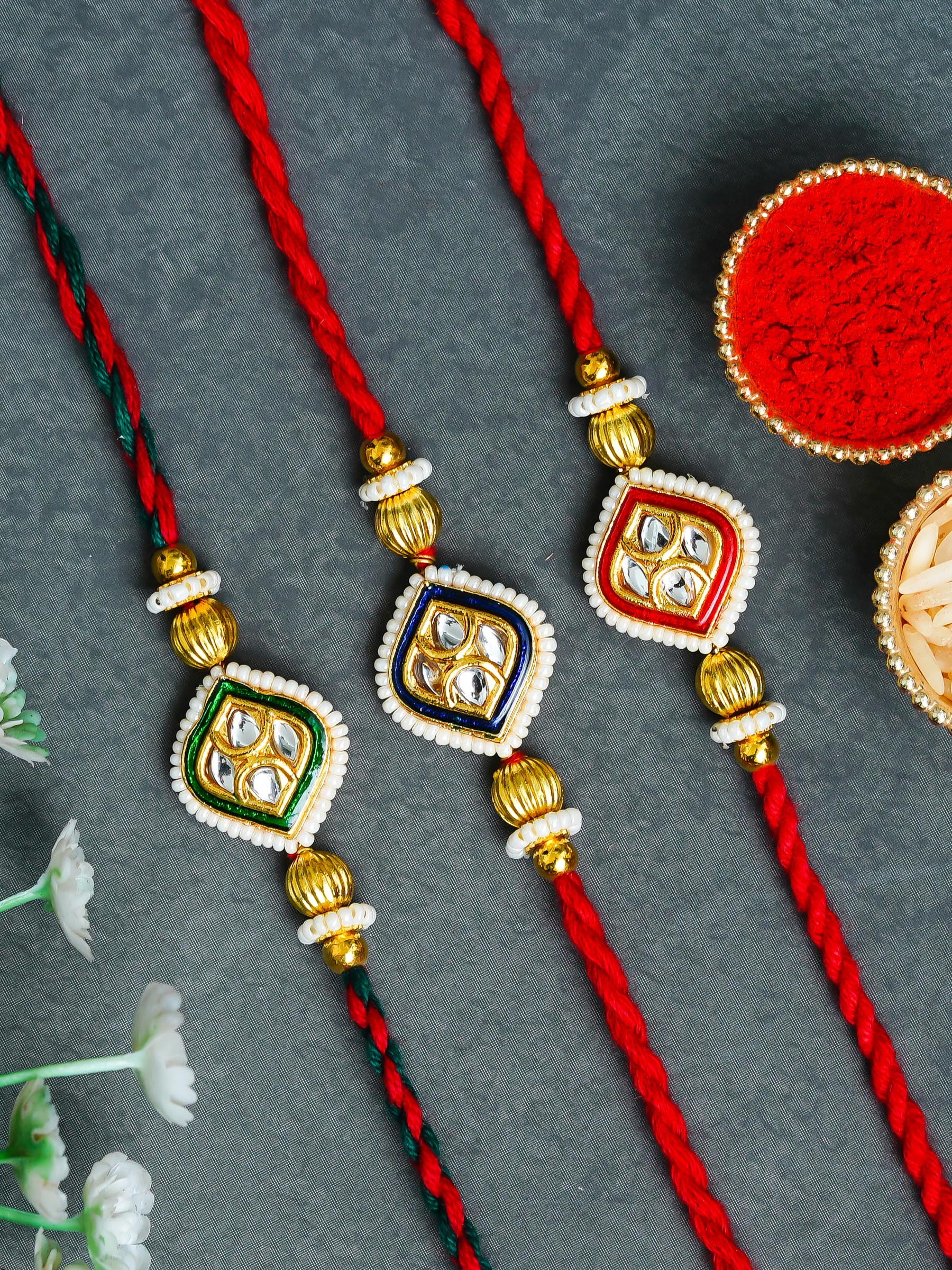 Traditional Rakhi Set with Free Chawal & Kumkum