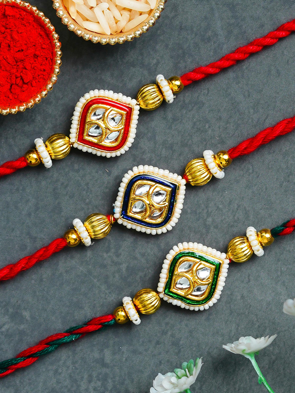 Traditional Rakhi Set with Free Chawal & Kumkum