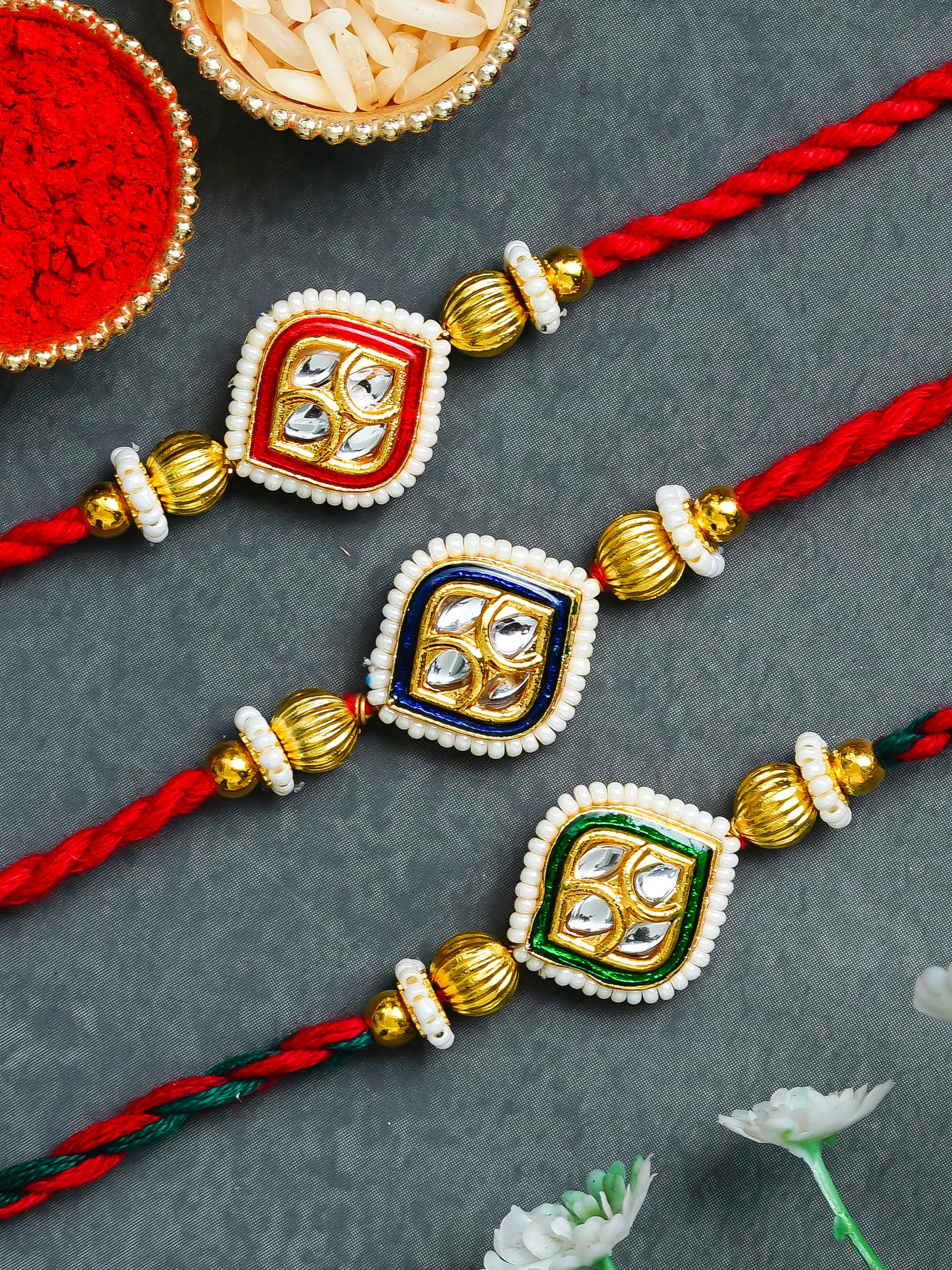Traditional Rakhi Set with Free Chawal & Kumkum