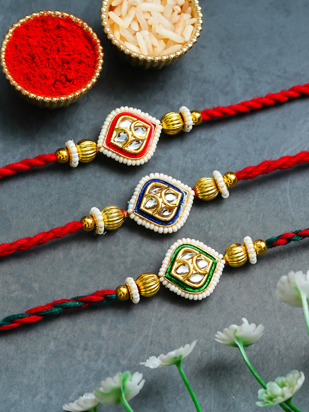 Traditional Rakhi Set with Free Chawal & Kumkum