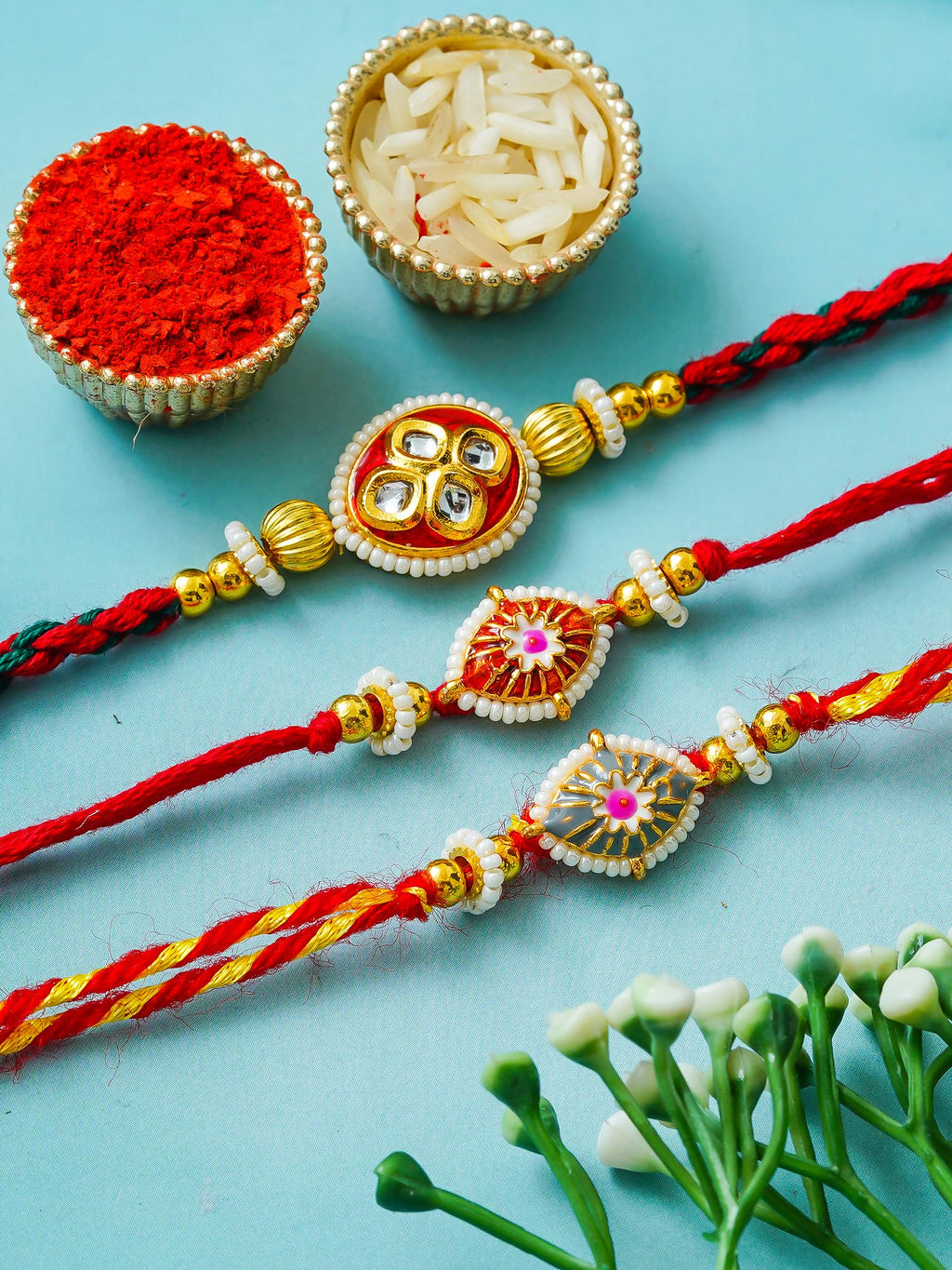 Traditional Rakhi Set with Free Chawal & Kumkum
