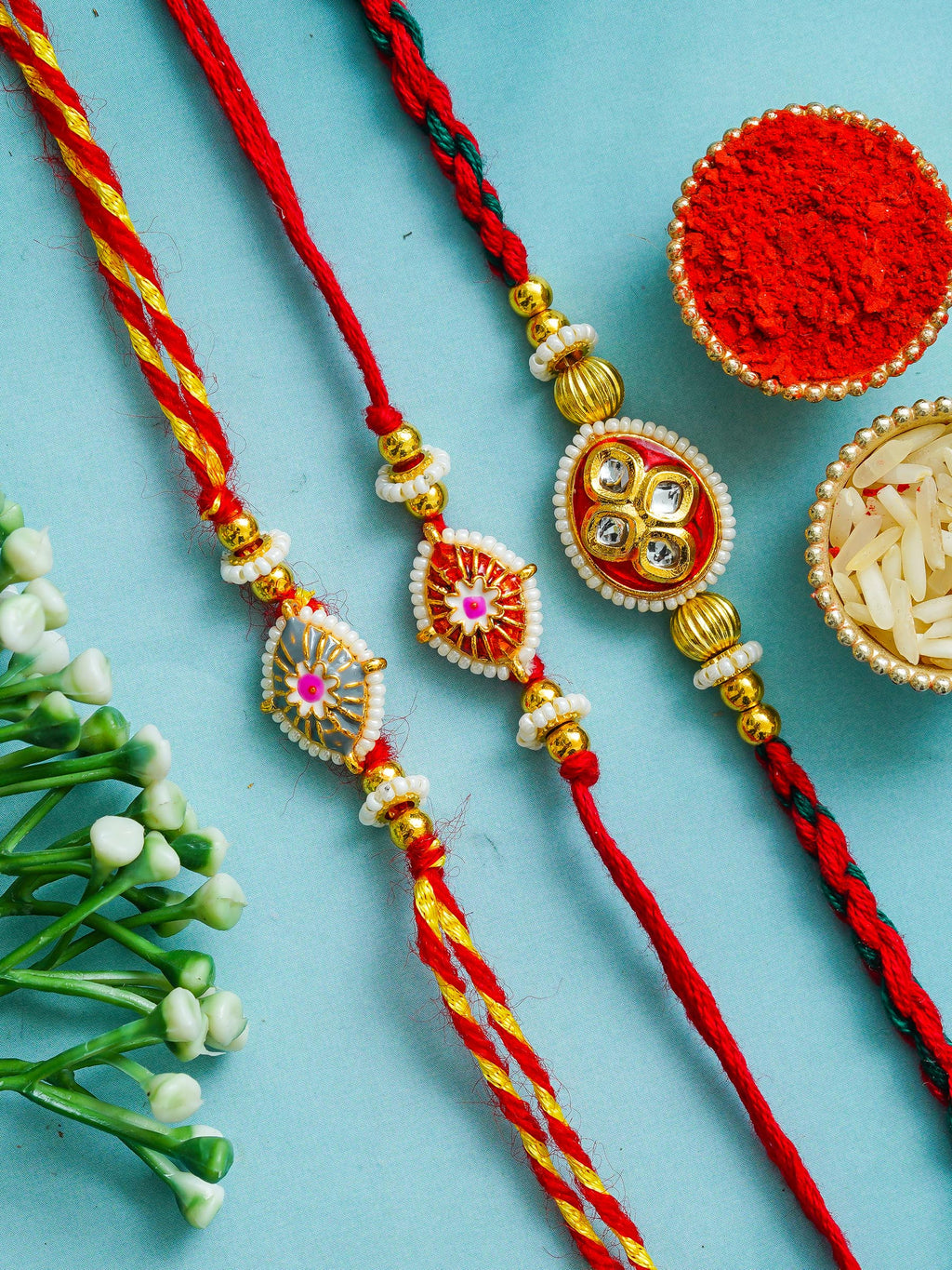 Traditional Rakhi Set with Free Chawal & Kumkum