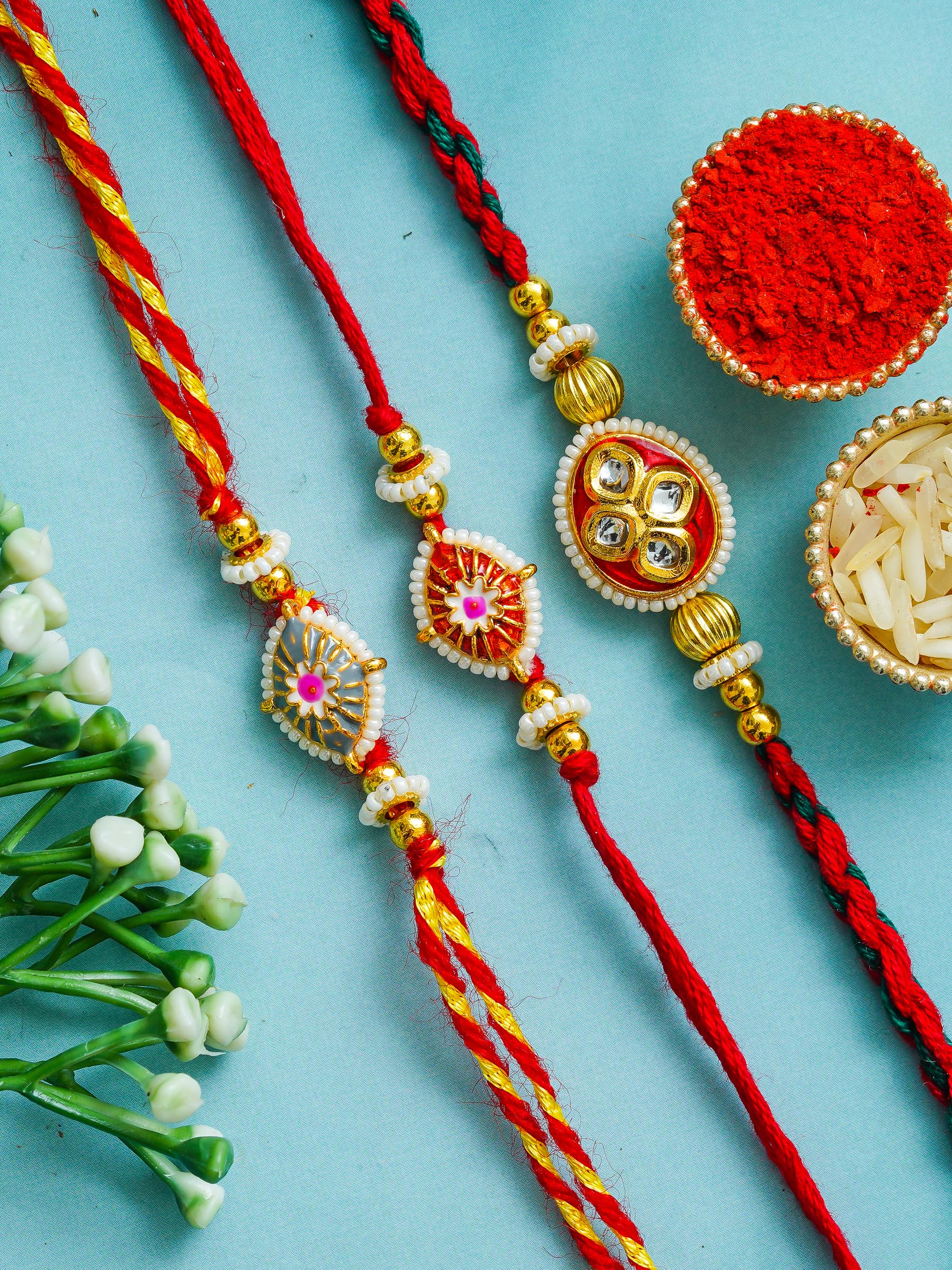 Traditional Rakhi Set with Free Chawal & Kumkum