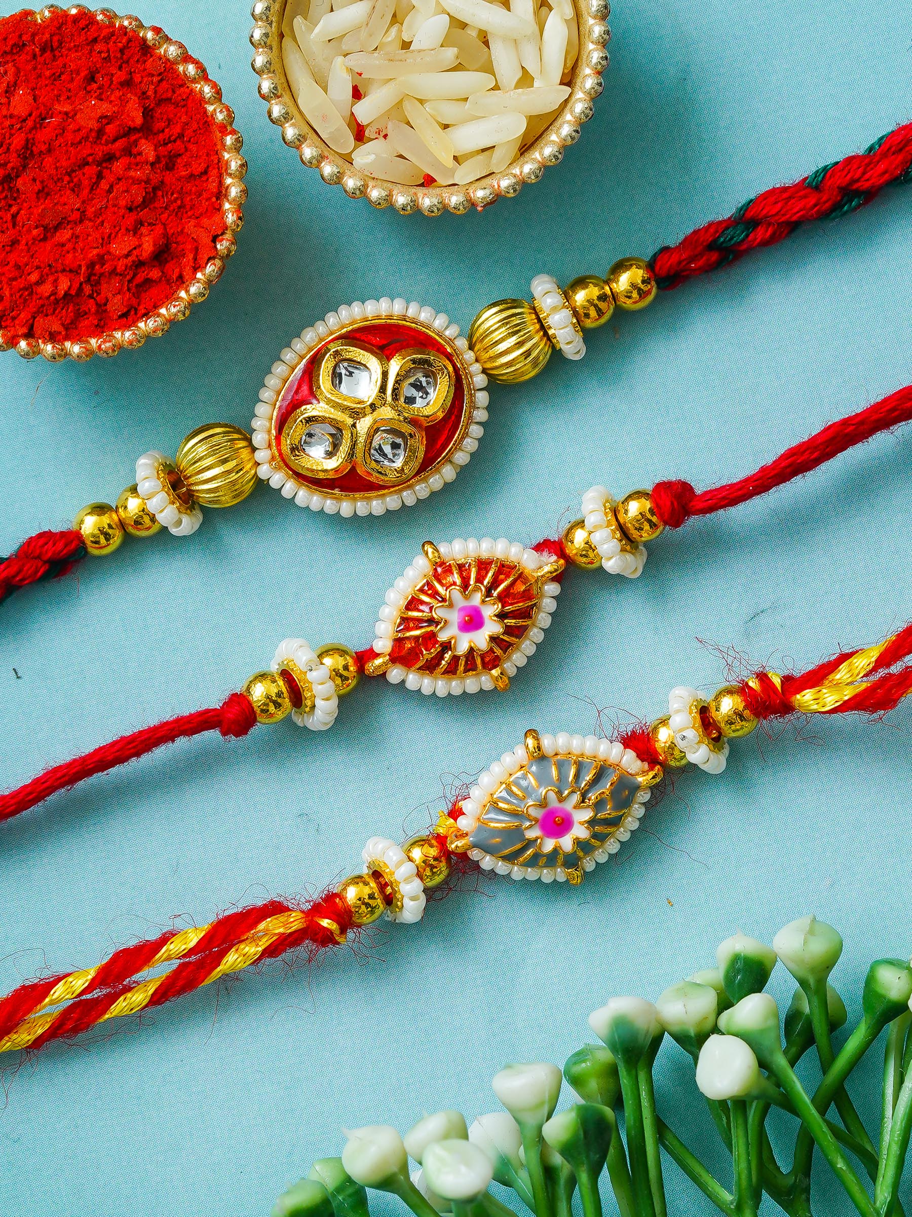 Traditional Rakhi Set with Free Chawal & Kumkum