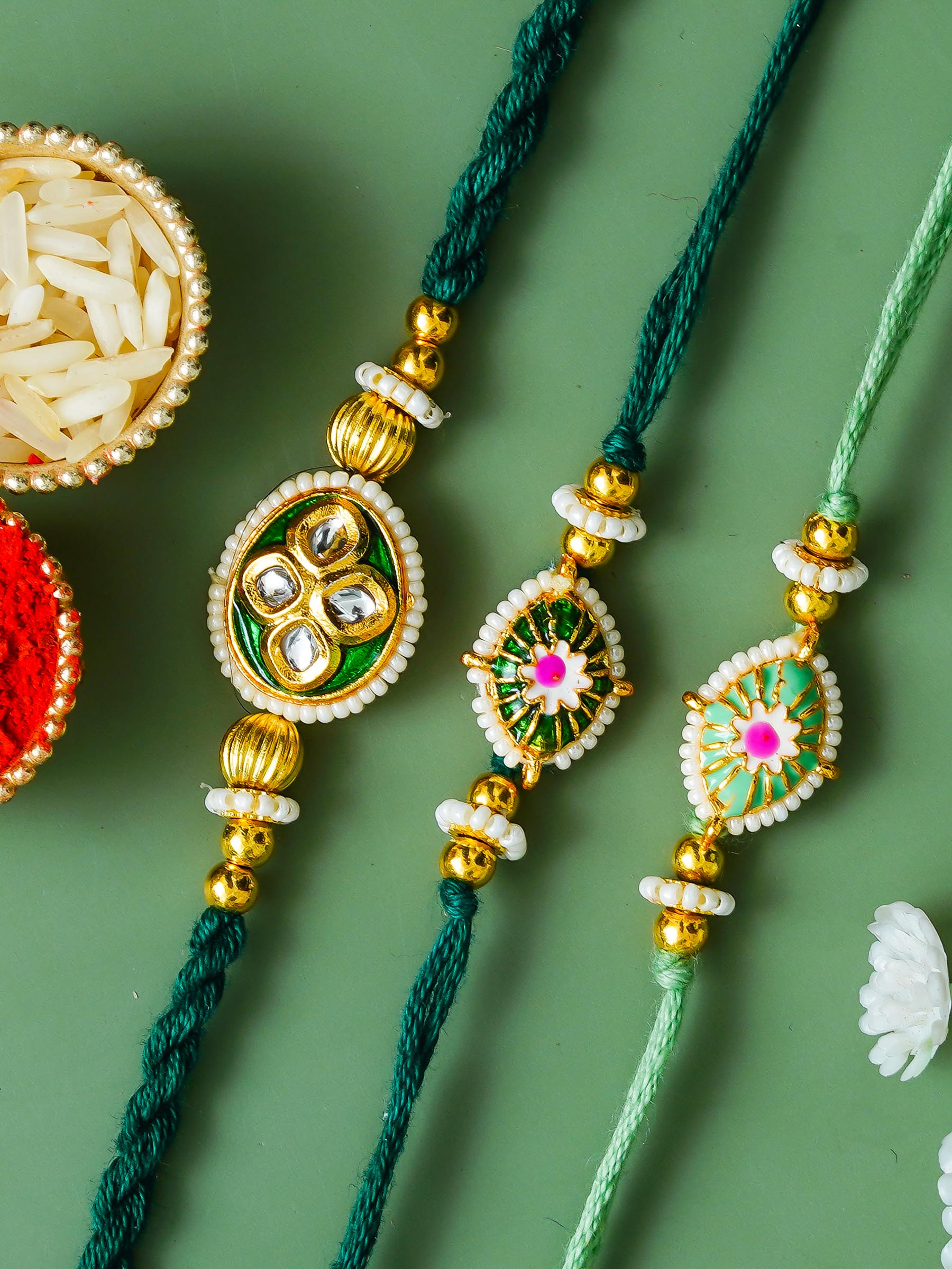 Traditional Rakhi Set with Free Chawal & Kumkum