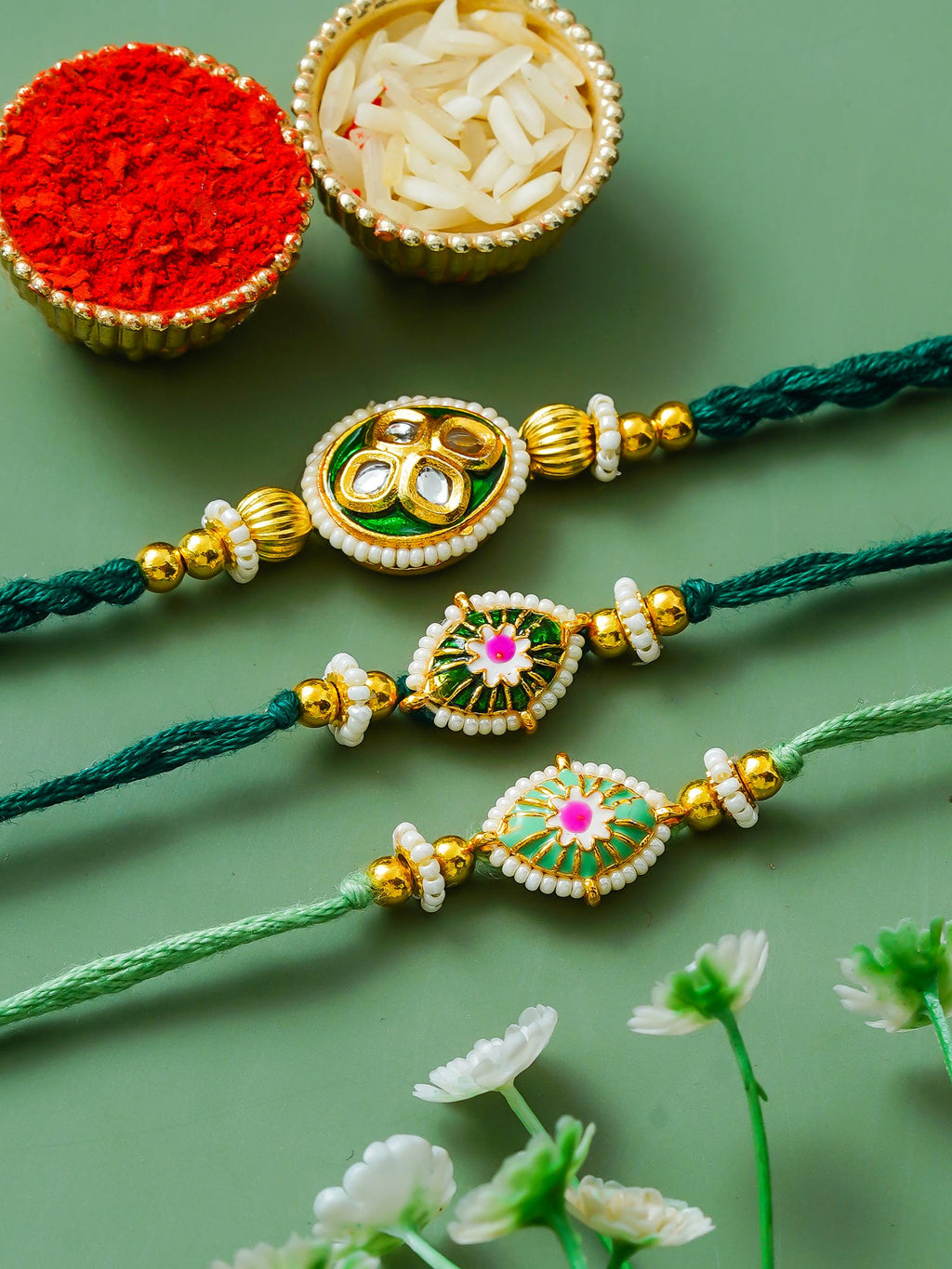 Traditional Rakhi Set with Free Chawal & Kumkum