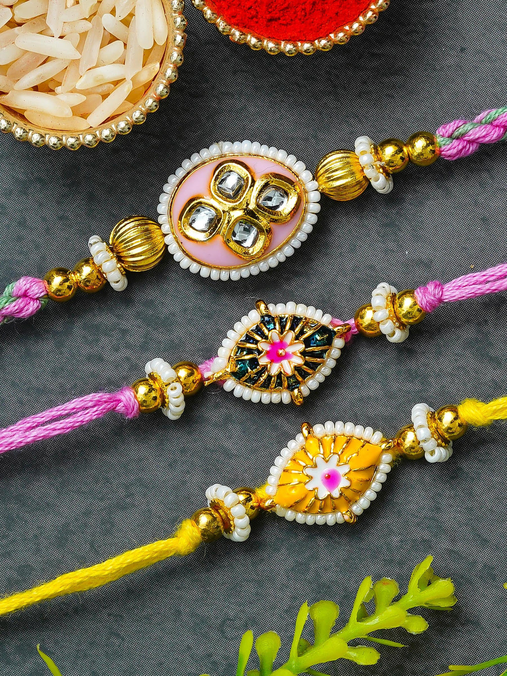 Traditional Rakhi Set with Free Chawal & Kumkum