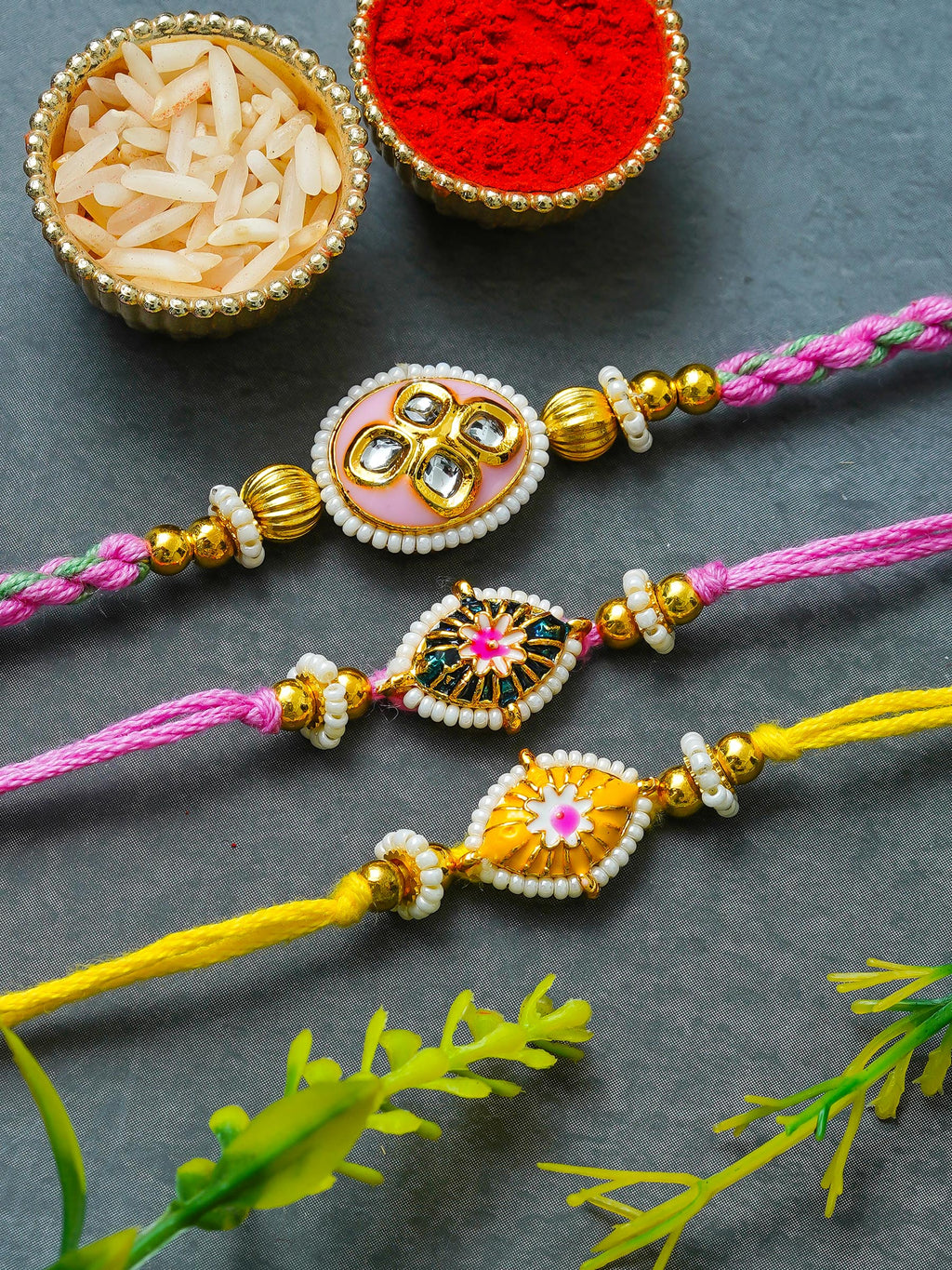 Traditional Rakhi Set with Free Chawal & Kumkum