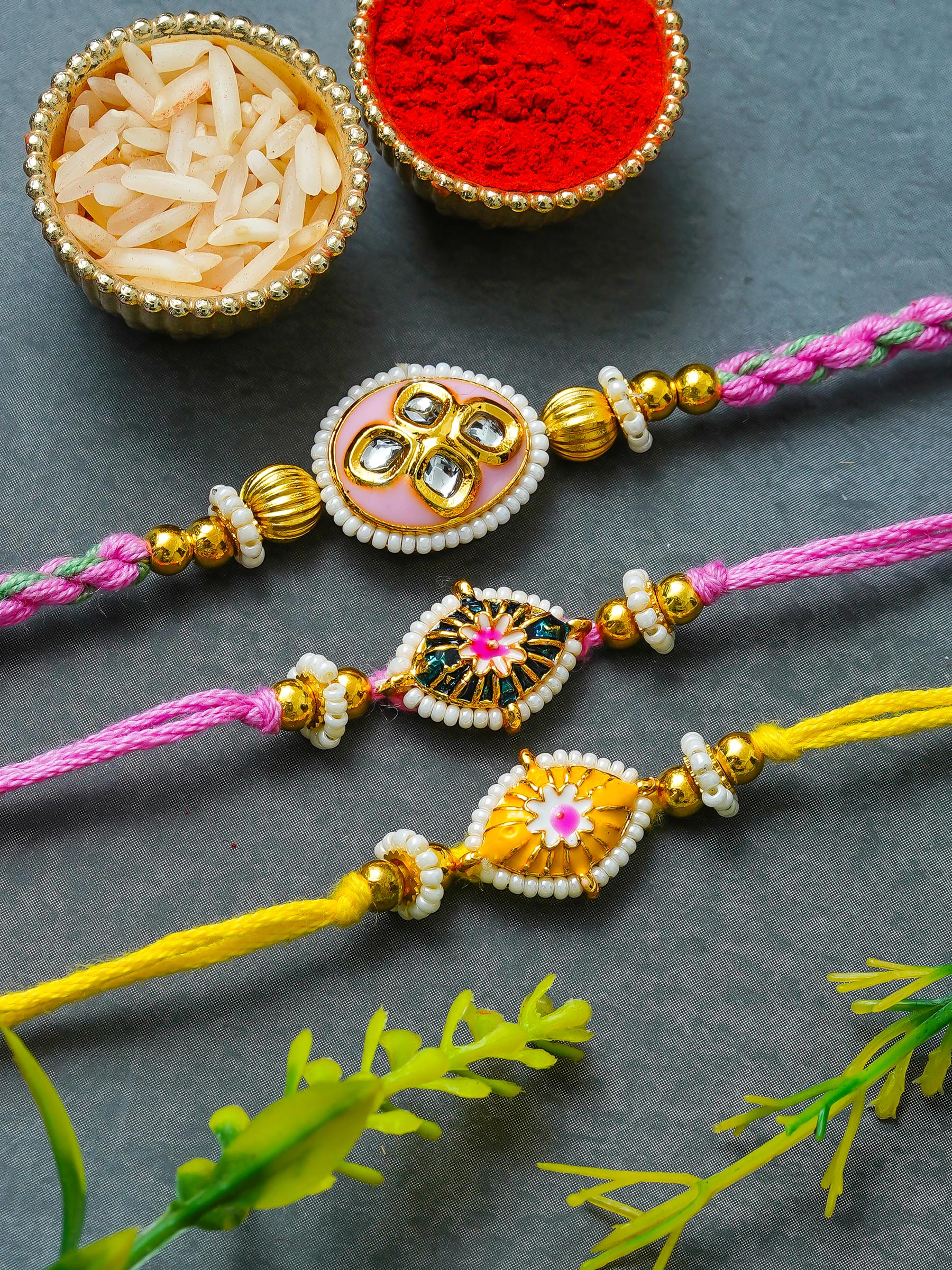 Traditional Rakhi Set with Free Chawal & Kumkum