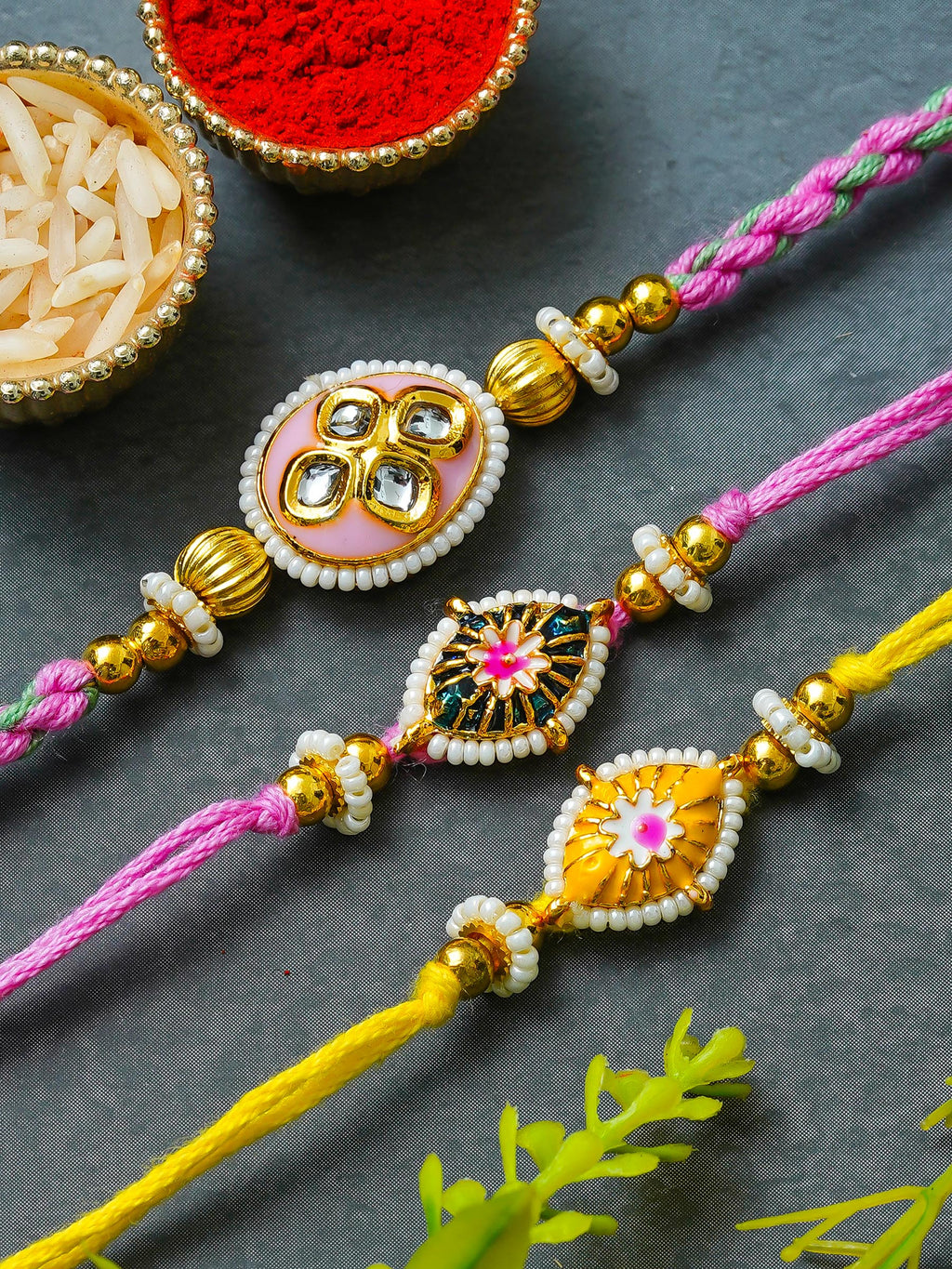 Traditional Rakhi Set with Free Chawal & Kumkum