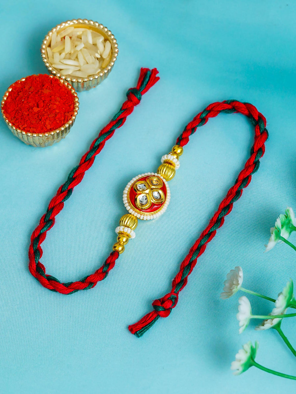 Traditional Rakhi Set with Free Chawal & Kumkum