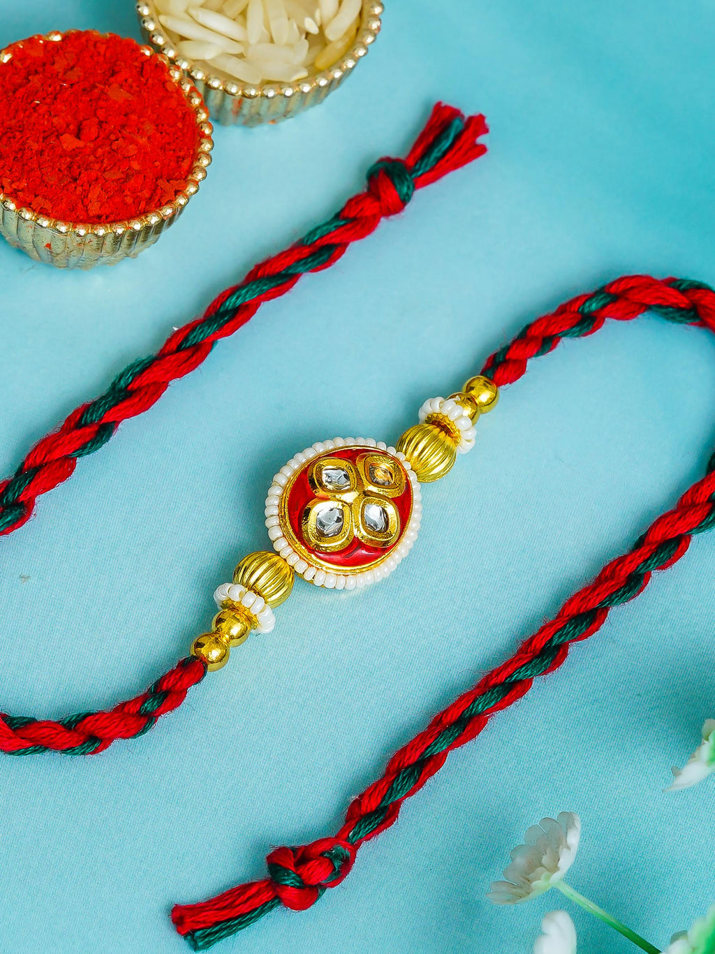 Traditional Rakhi Set with Free Chawal & Kumkum
