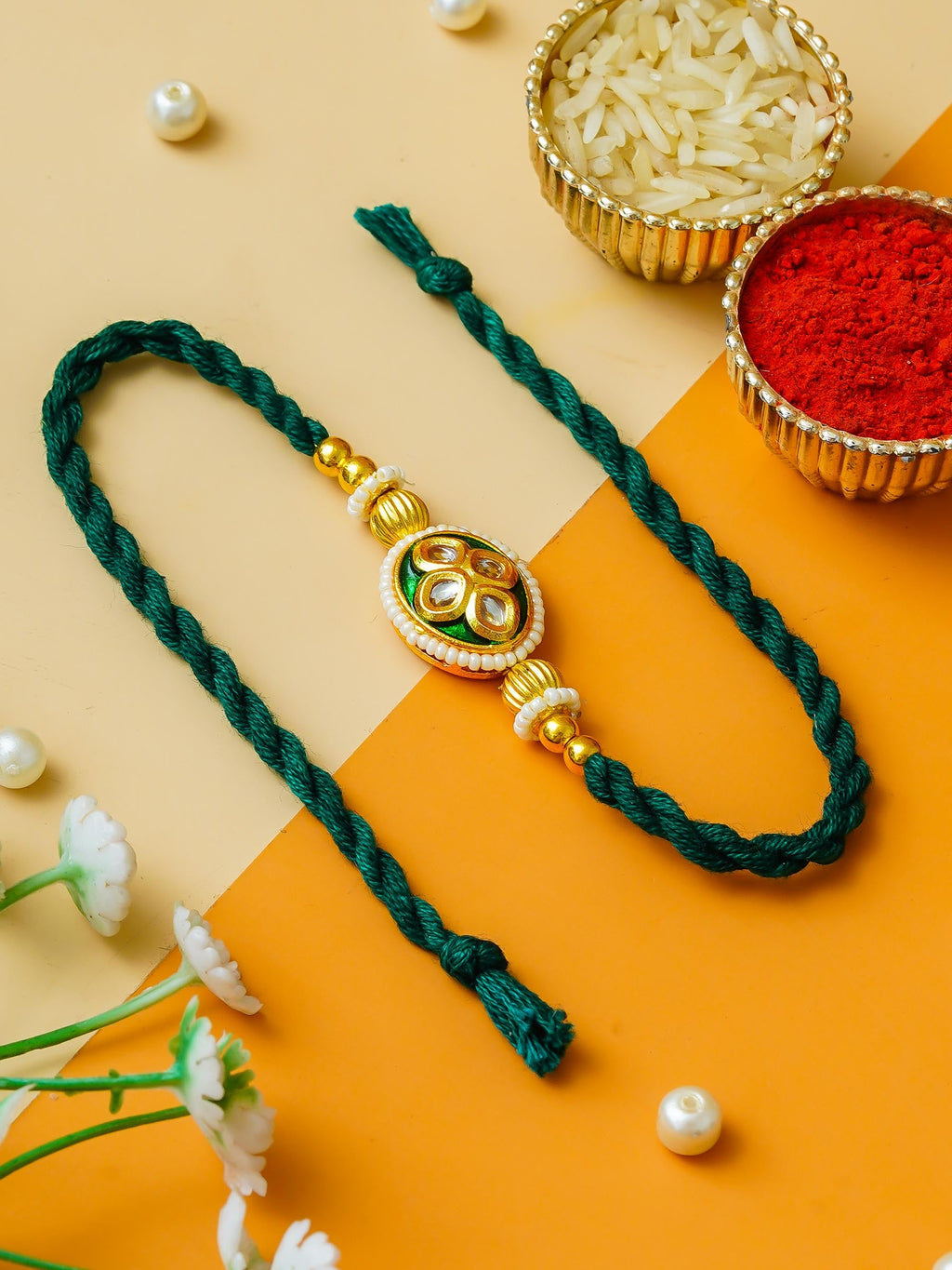 Traditional Rakhi Set with Free Chawal & Kumkum