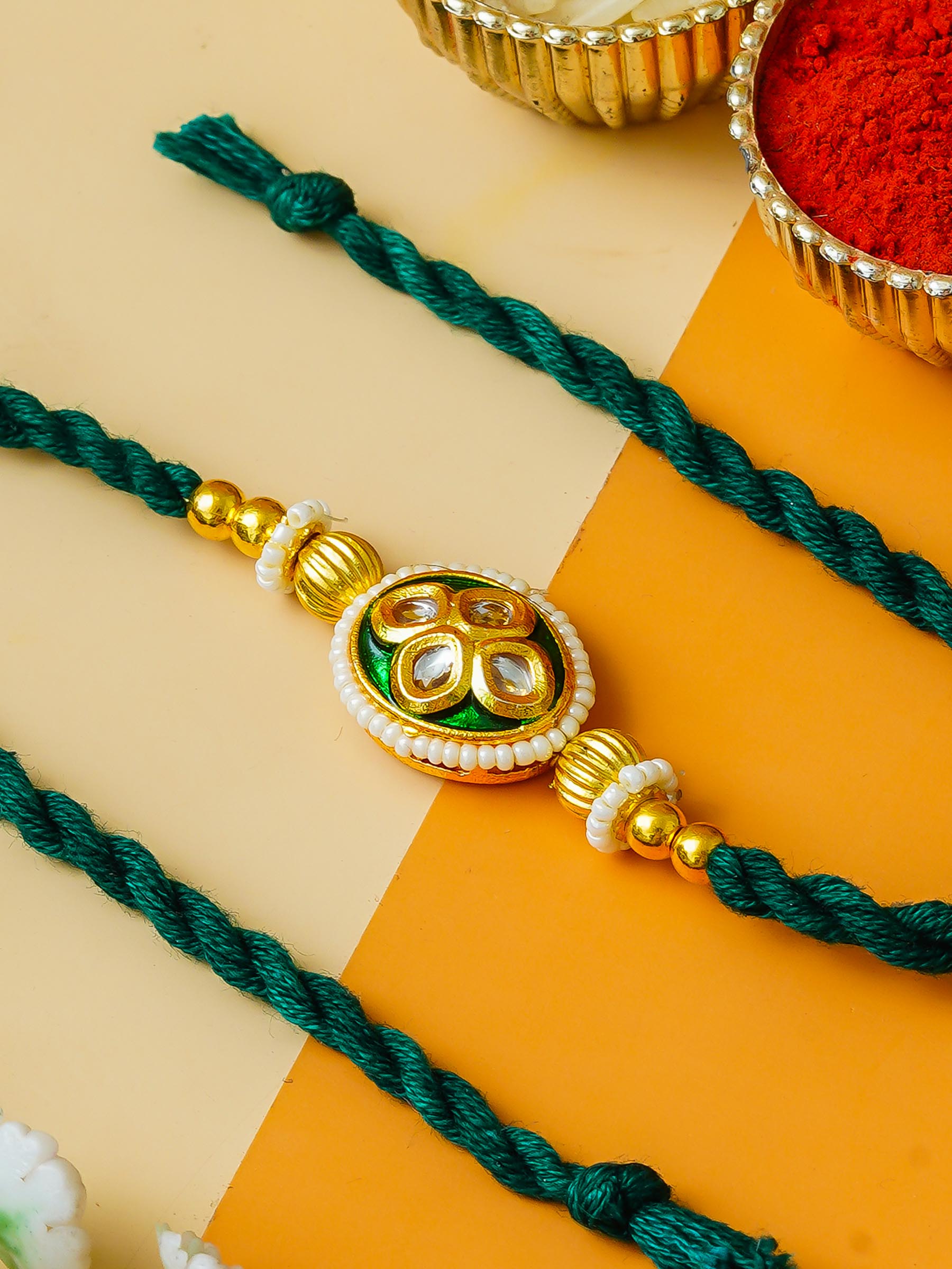 Traditional Rakhi Set with Free Chawal & Kumkum