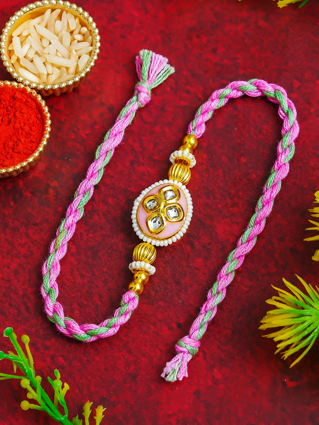 Traditional Rakhi Set with Free Chawal & Kumkum