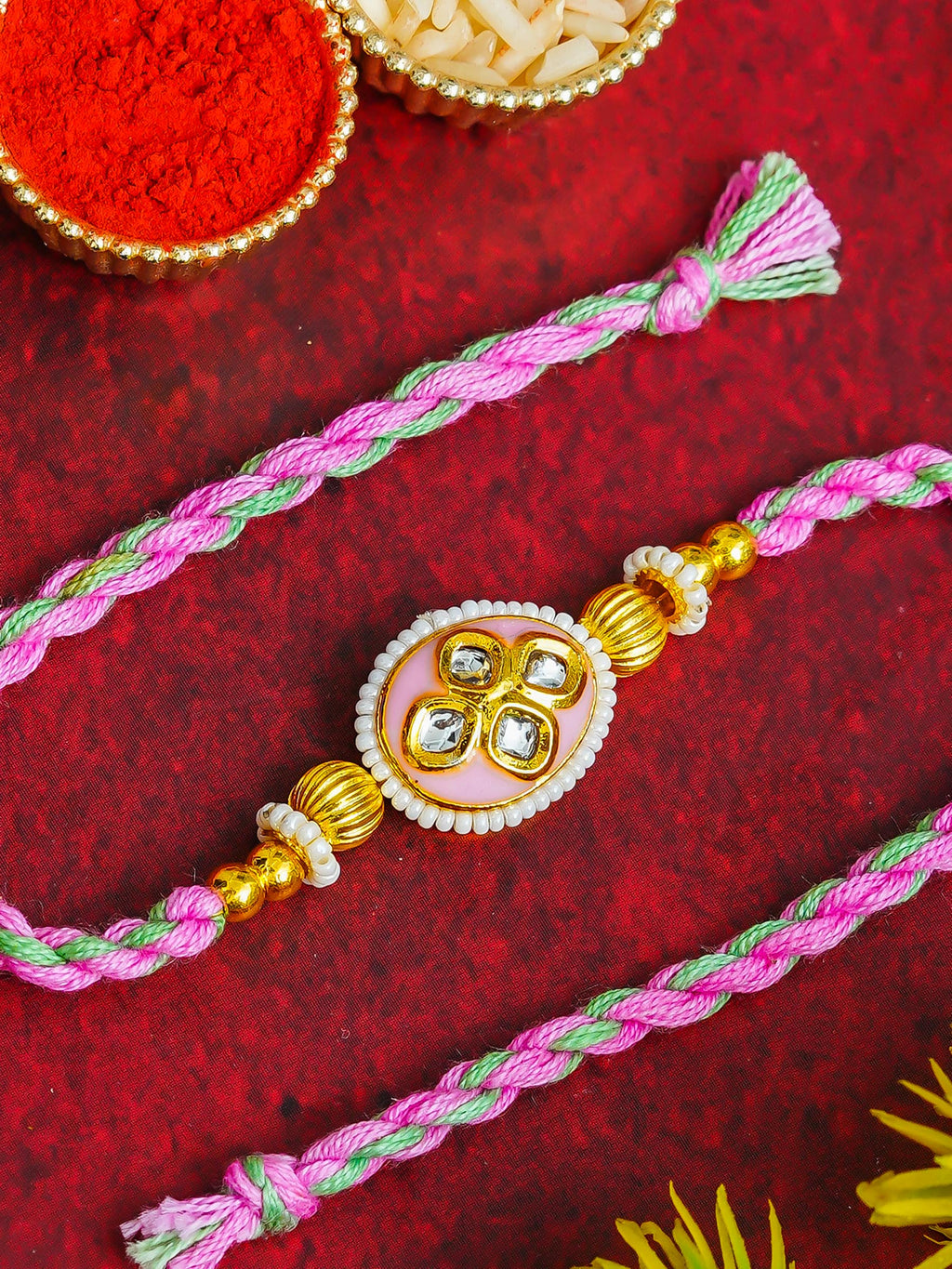 Traditional Rakhi Set with Free Chawal & Kumkum