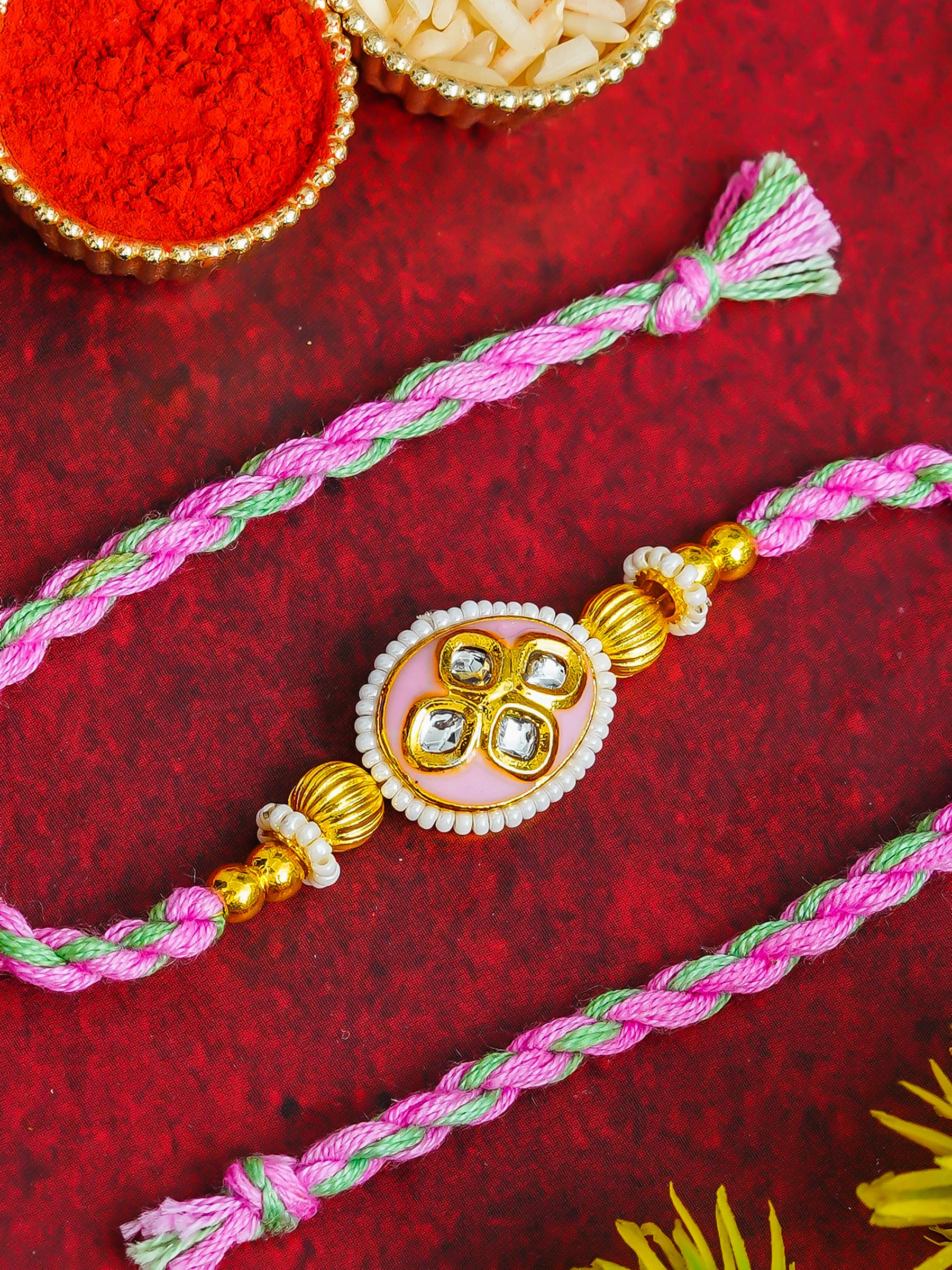 Traditional Rakhi Set with Free Chawal & Kumkum