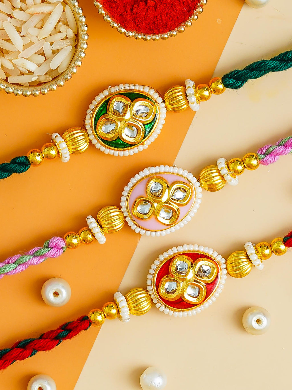 Traditional Rakhi Set with Free Chawal & Kumkum