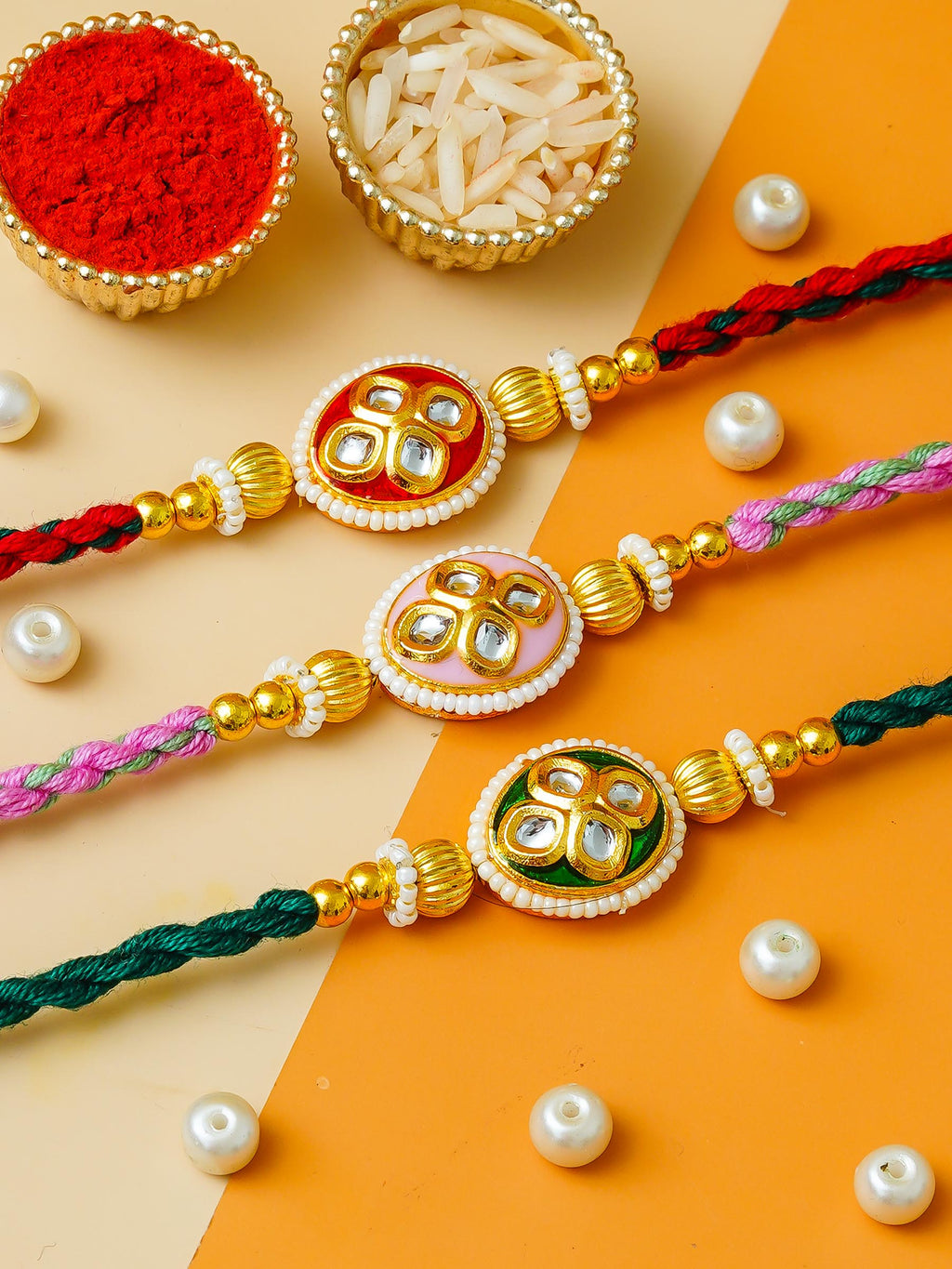 Traditional Rakhi Set with Free Chawal & Kumkum