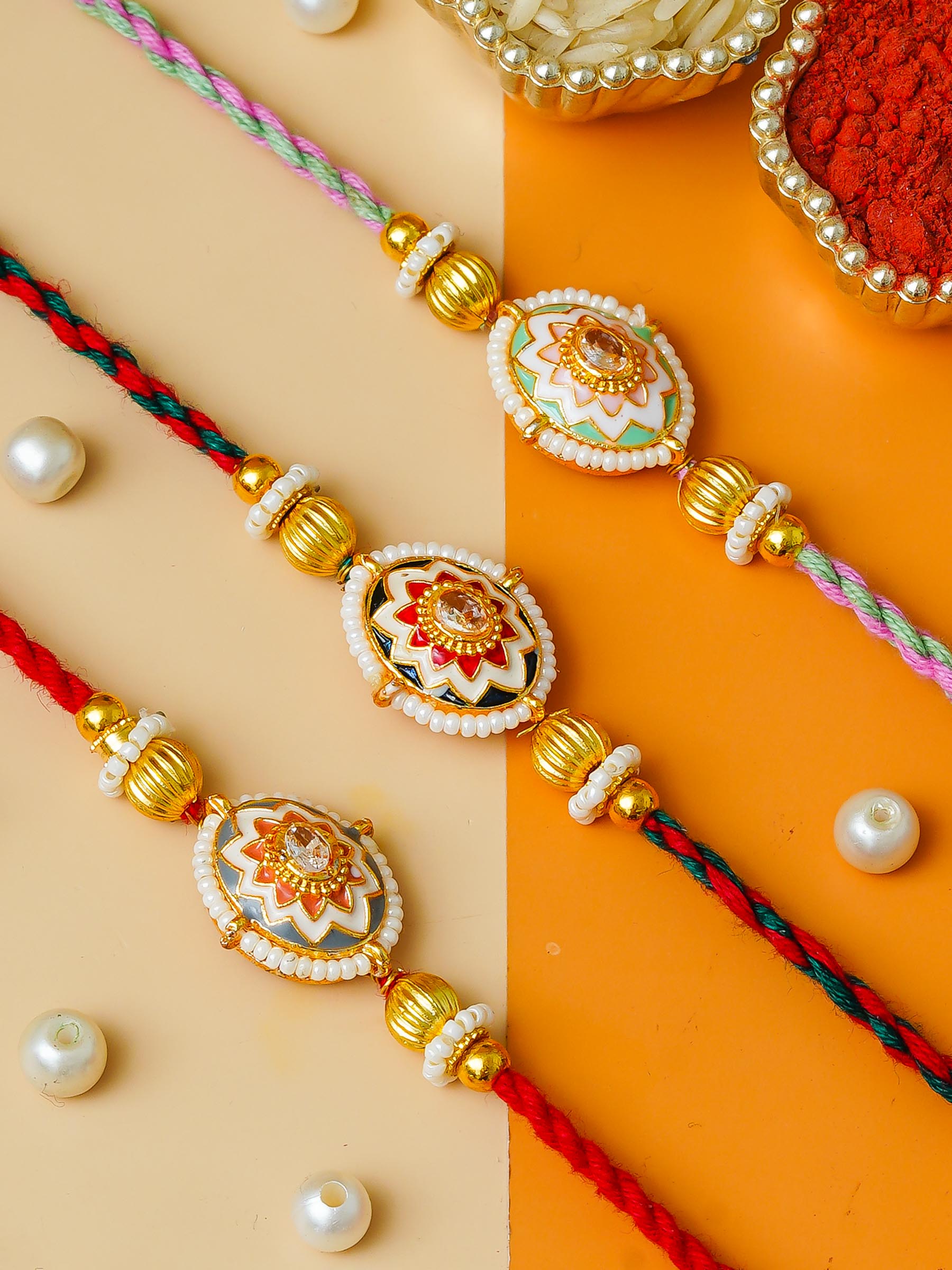 Traditional Rakhi Set with Free Chawal & Kumkum