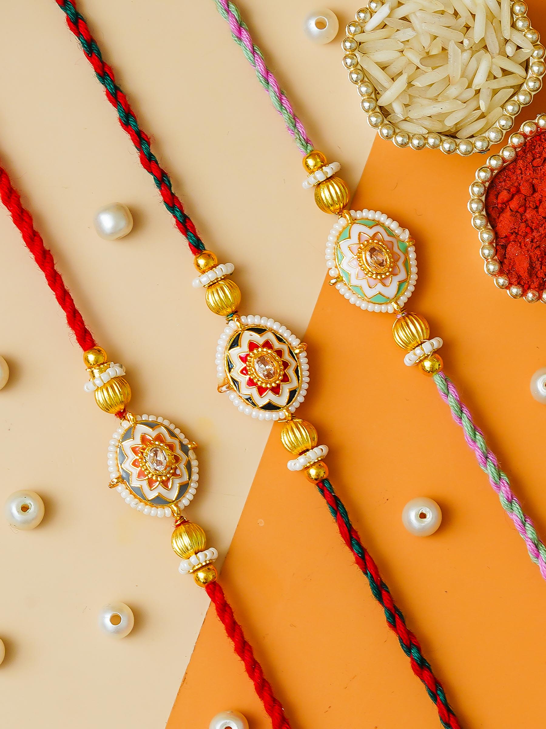 Traditional Rakhi Set with Free Chawal & Kumkum