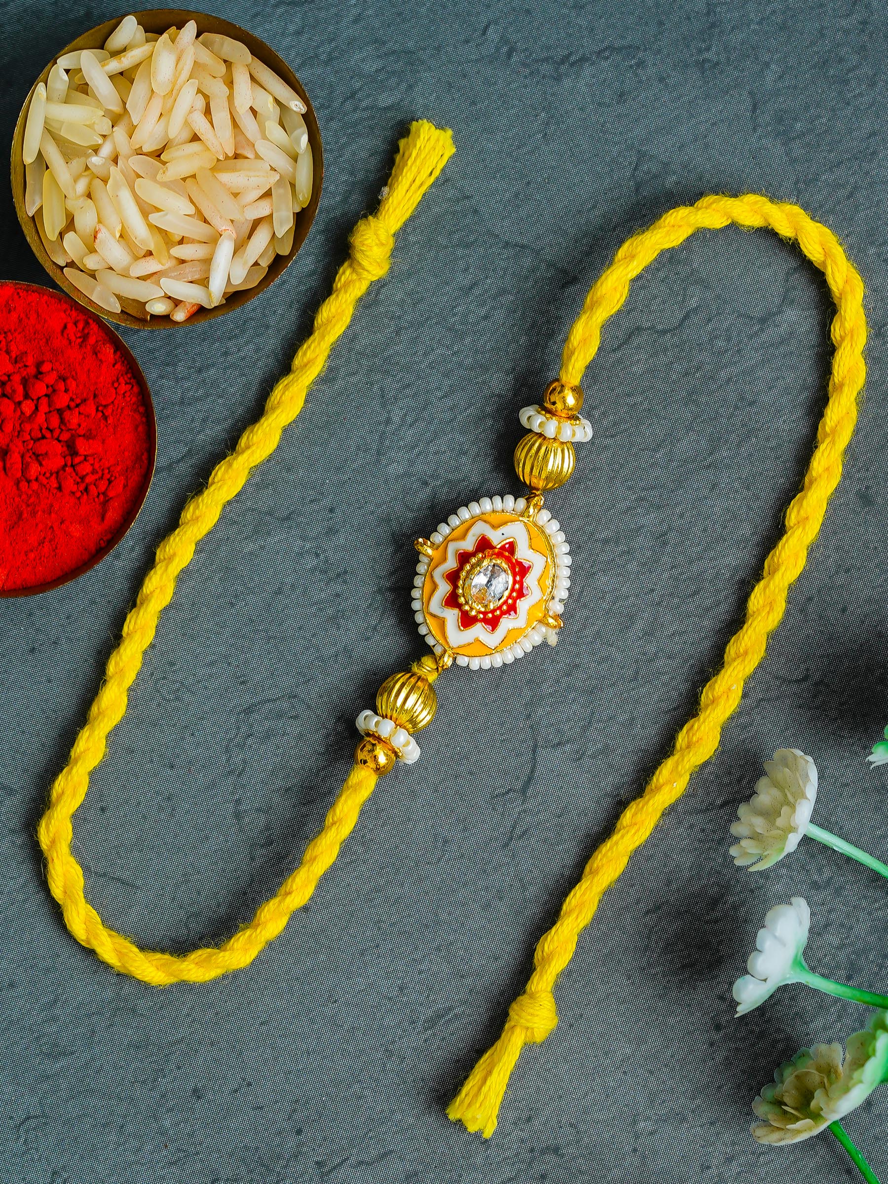 Traditional Rakhi Set with Free Chawal & Kumkum