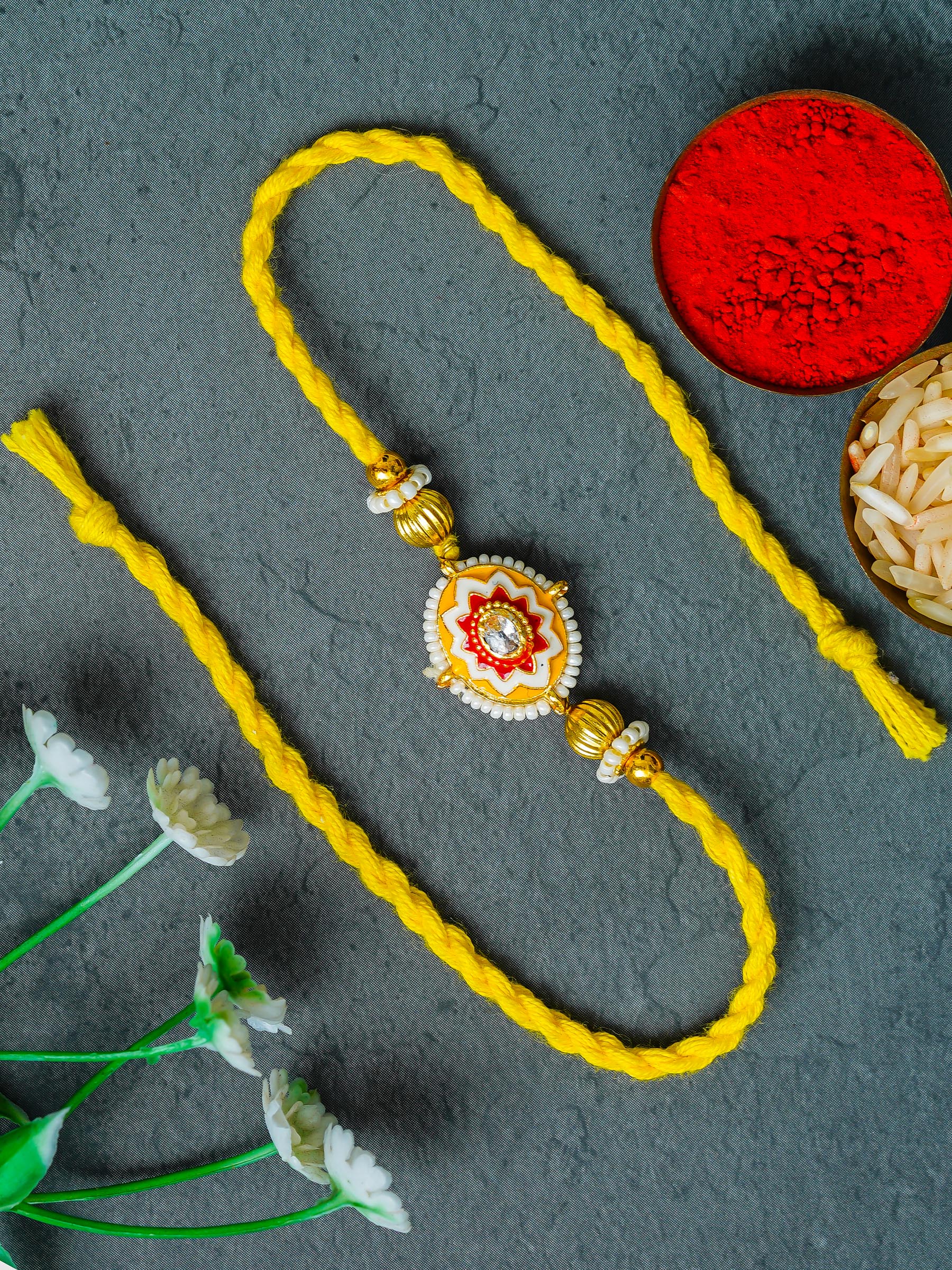 Traditional Rakhi Set with Free Chawal & Kumkum