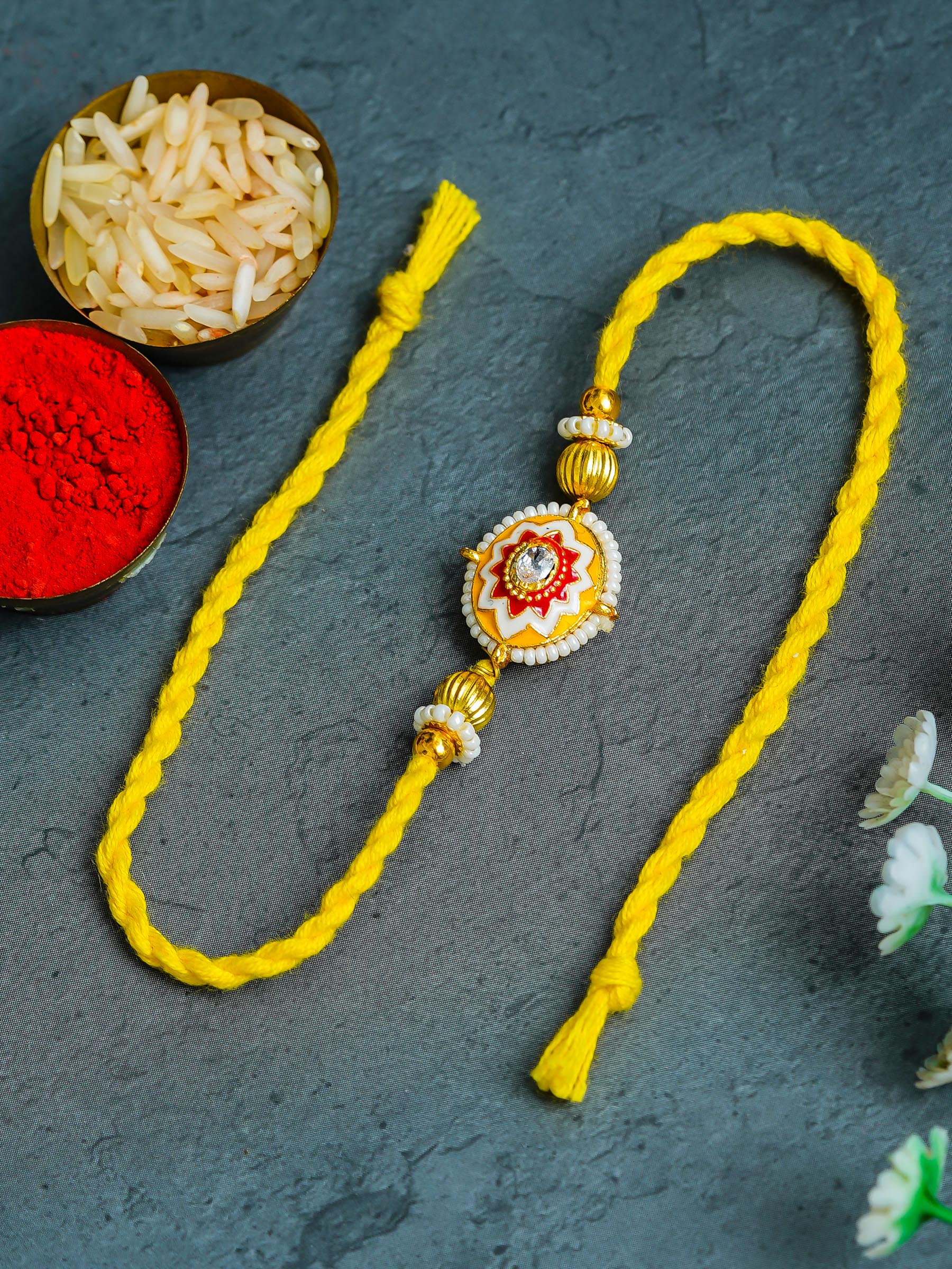 Traditional Rakhi Set with Free Chawal & Kumkum